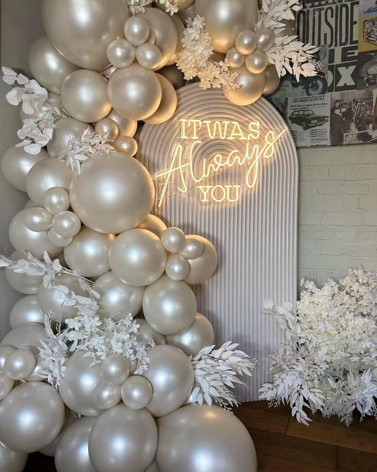 Pearl White Balloon Arch Kit 112pcs for Wedding and Party