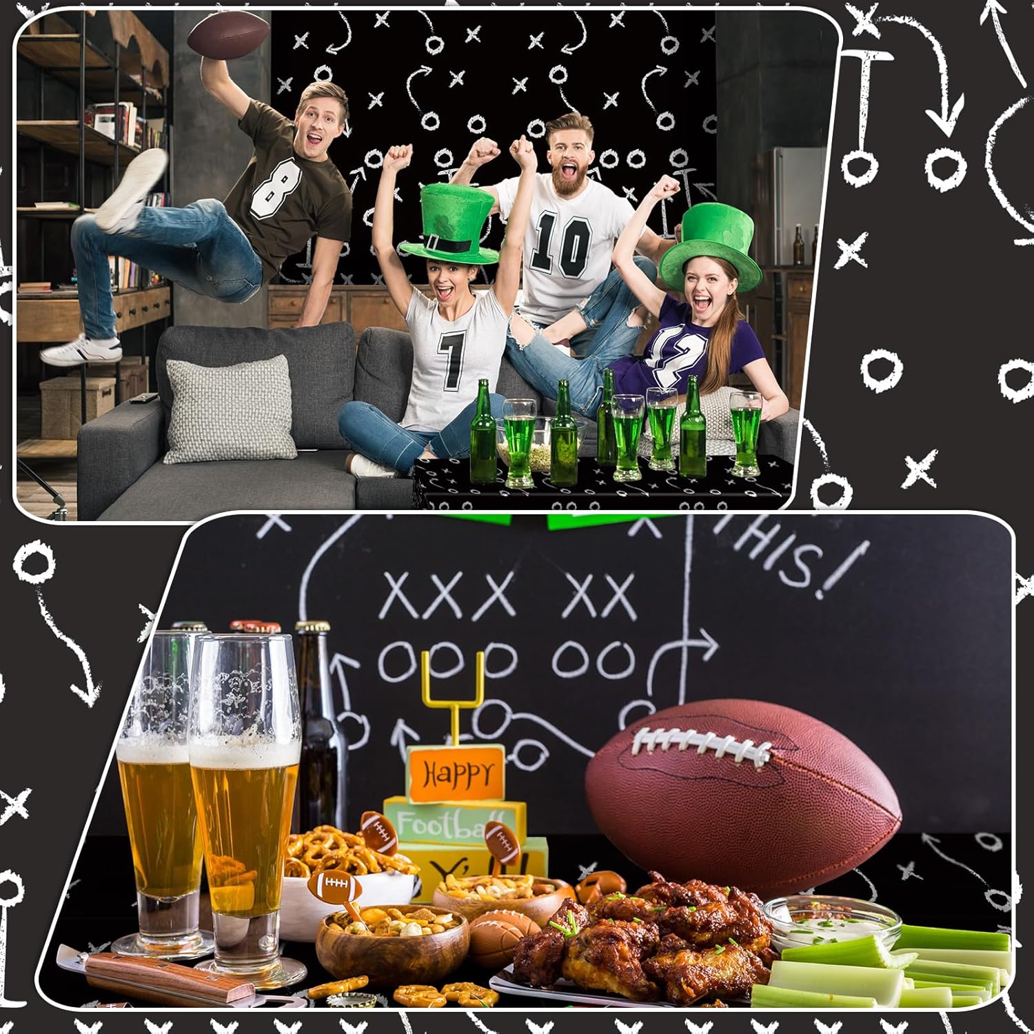 4 Pack Football Tablecloths for Parties