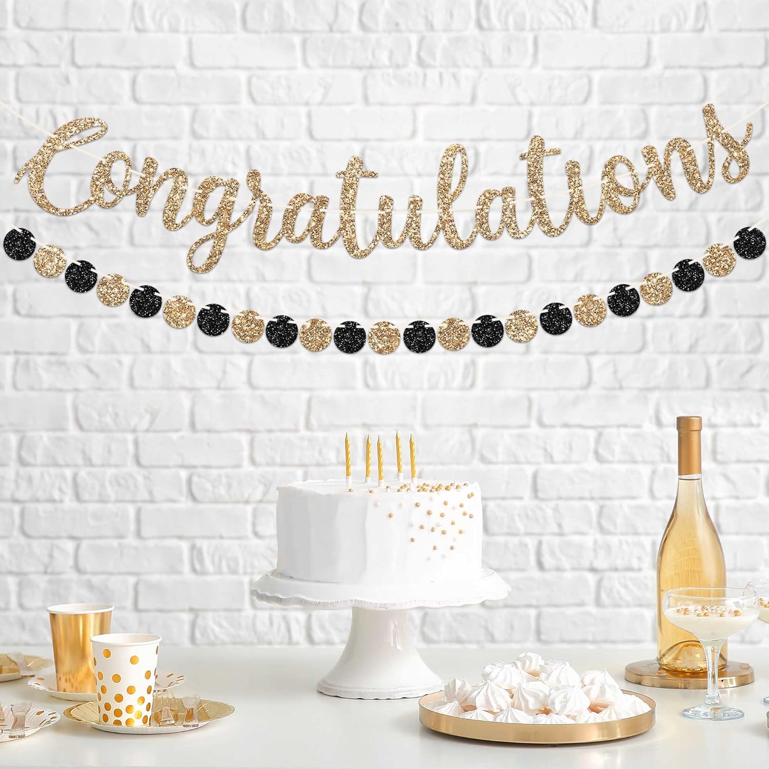 Pre-Strung Gold Glitter Congratulations Banner - 6 ft Strand