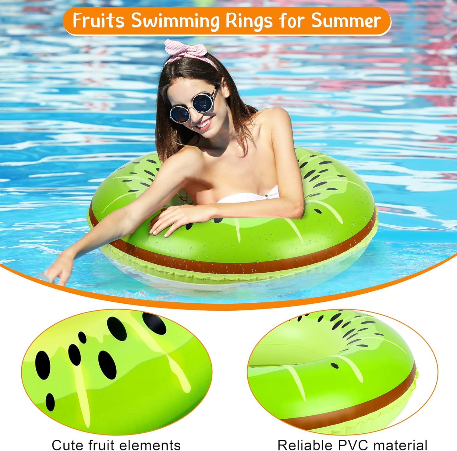 Elcoho 5 Piece Inflatable Swim Rings Pool Toys