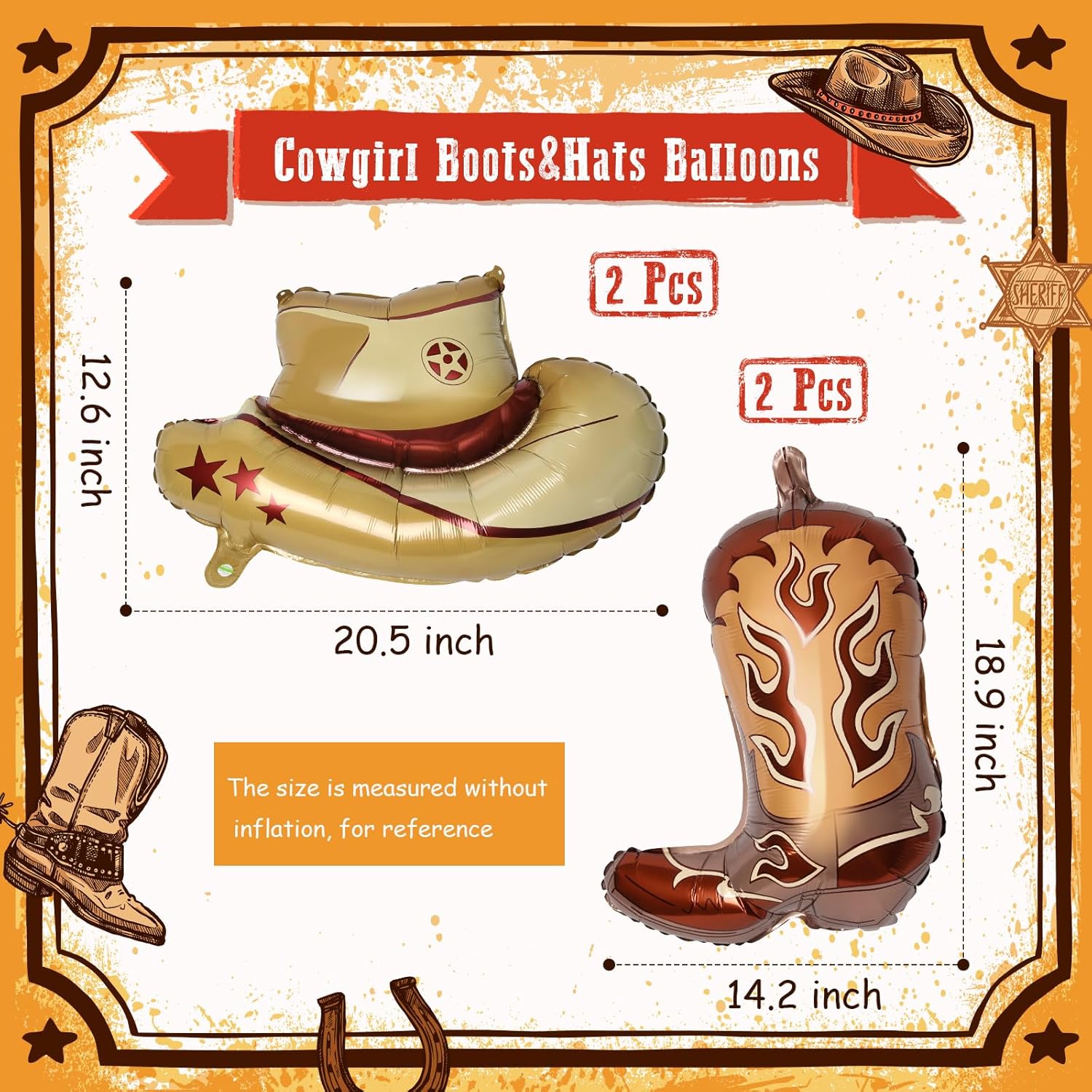 Lidmada 4Pcs Western Cowgirl Party Balloons