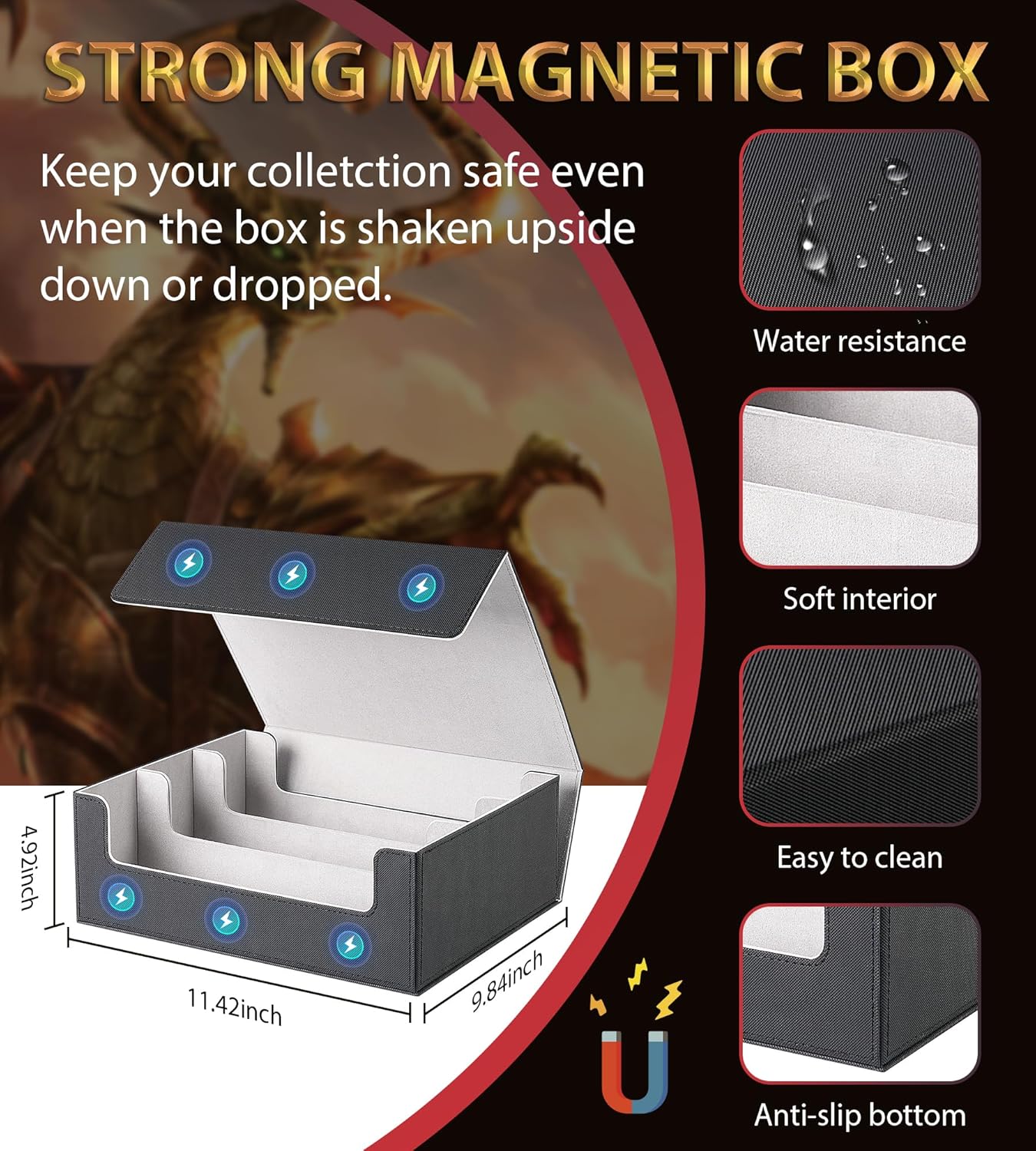 NEWLOOP Trading Card Storage Box with 12 Dividers