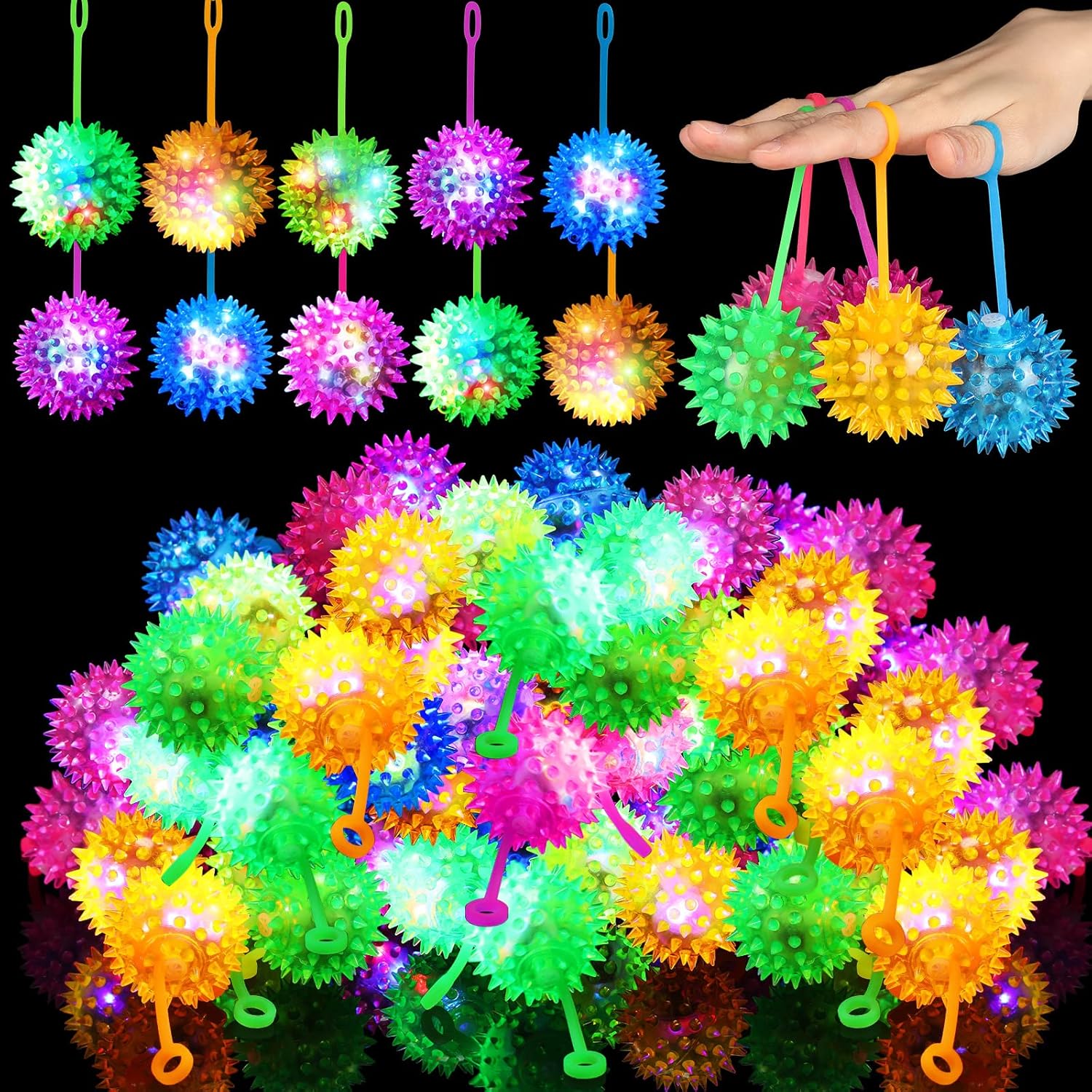 Sotiff 100 Pcs LED Flashing Squeaky Bouncy Balls