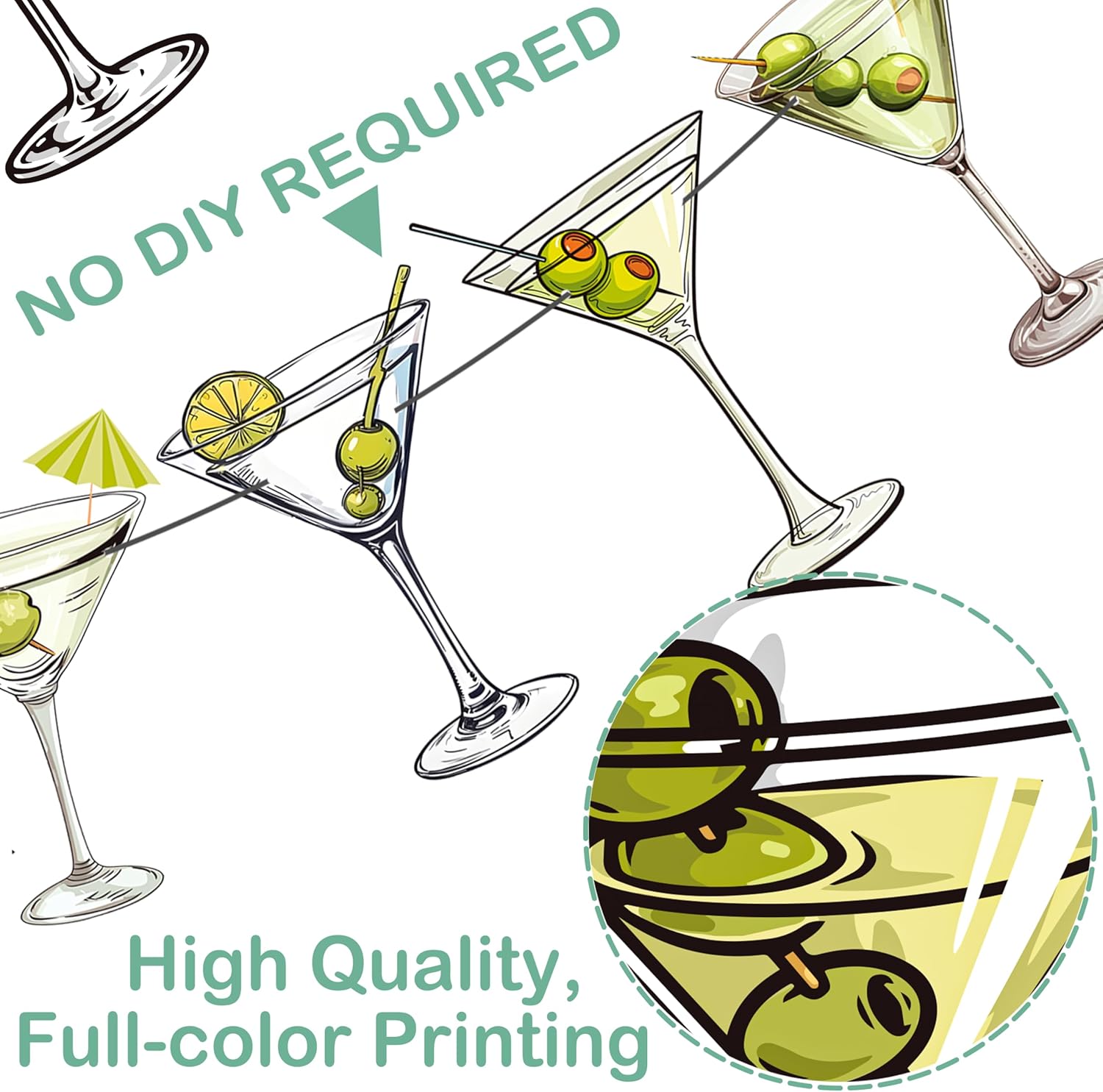 Martini Party Banners 2pcs Cocktail Cup Decorations