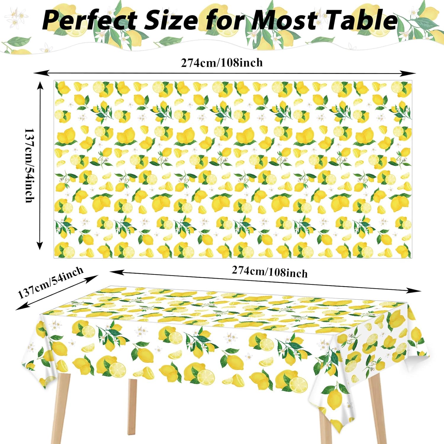 Wiooffen 3 Pcs Lemon Tablecloth Set for Birthday Party