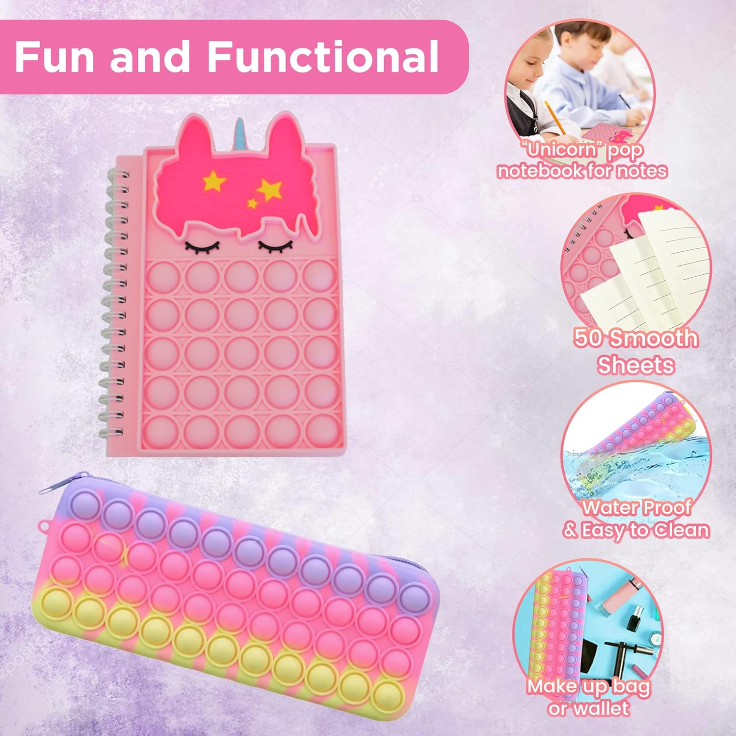 Pop Fidget Backpack Set for Girls and Teens