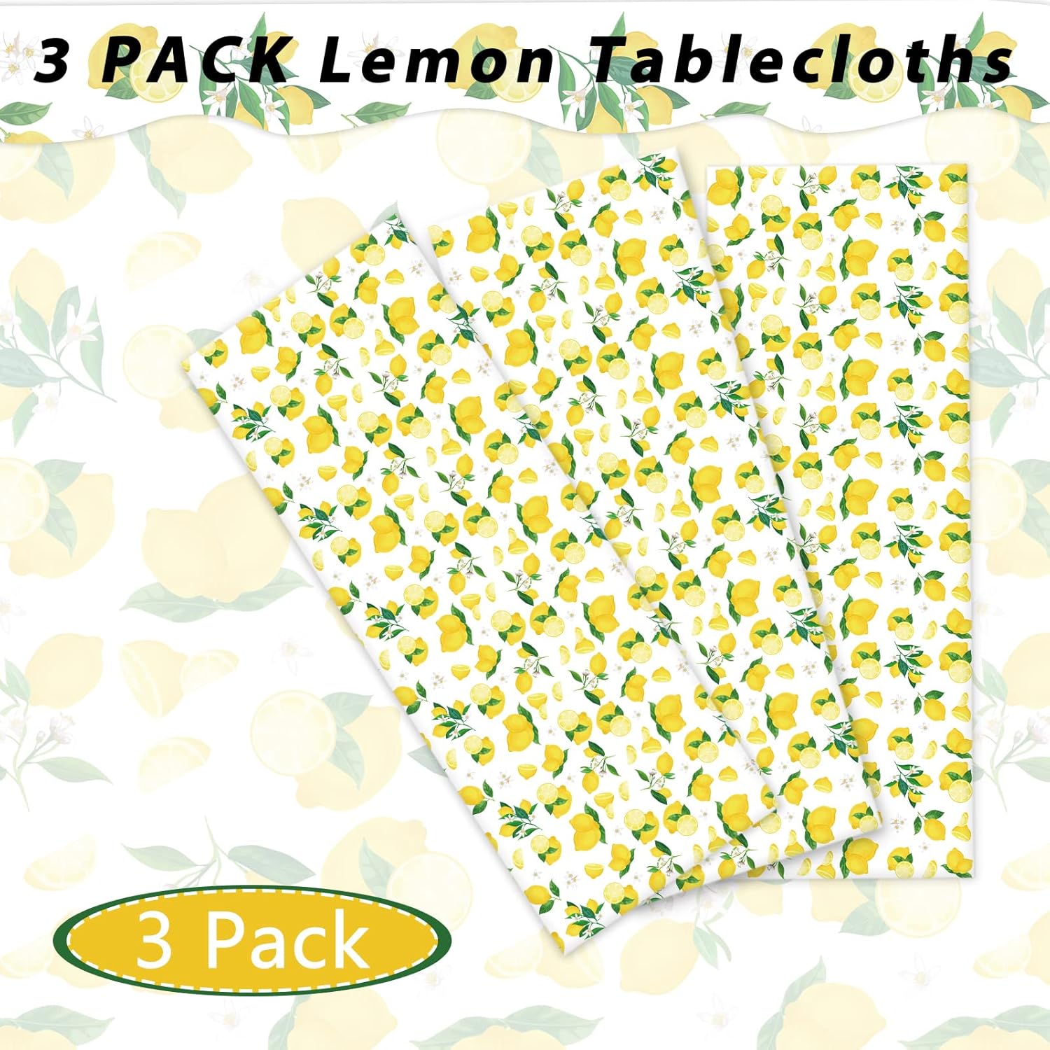Wiooffen 3 Pcs Lemon Tablecloth Set for Birthday Party