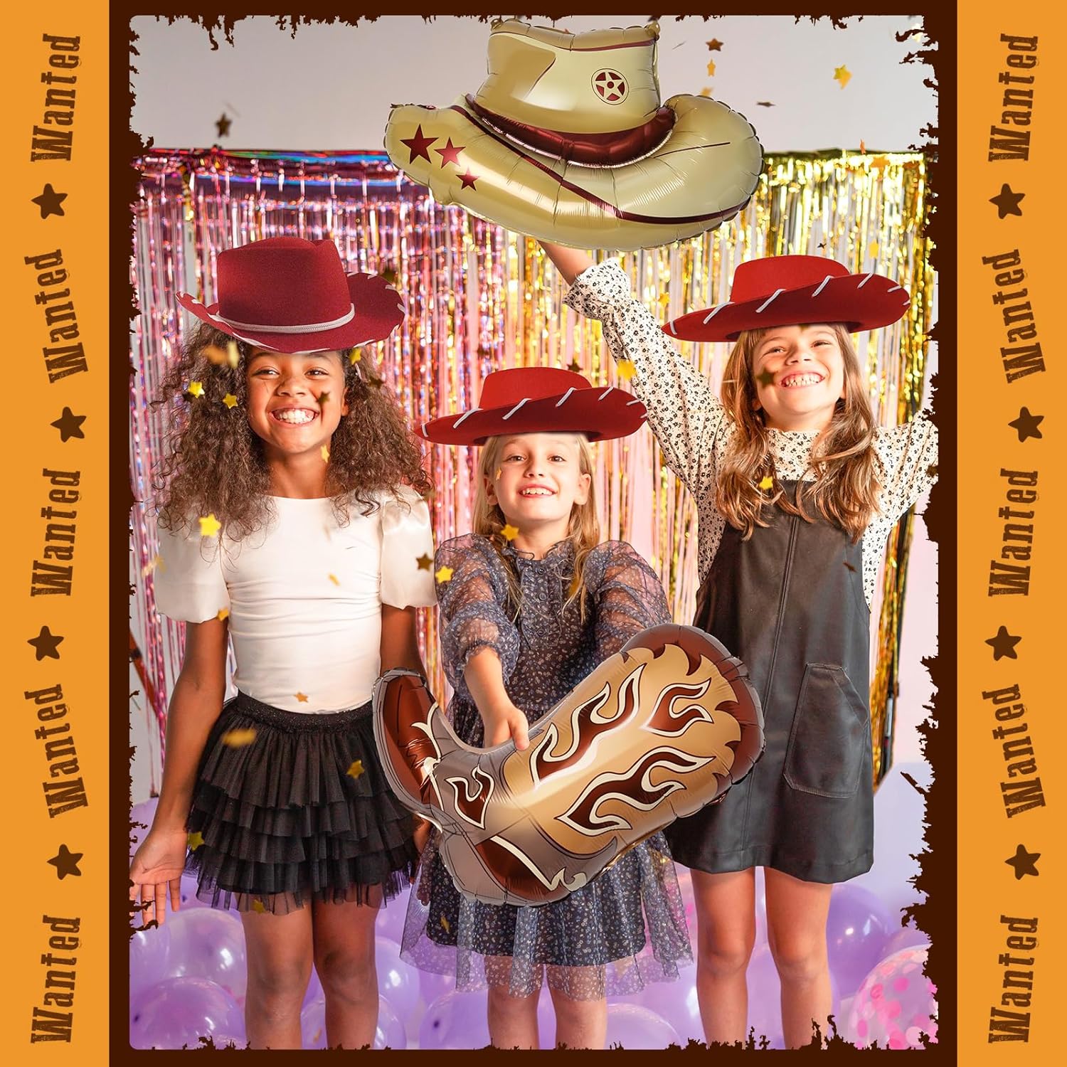 Lidmada 4Pcs Western Cowgirl Party Balloons
