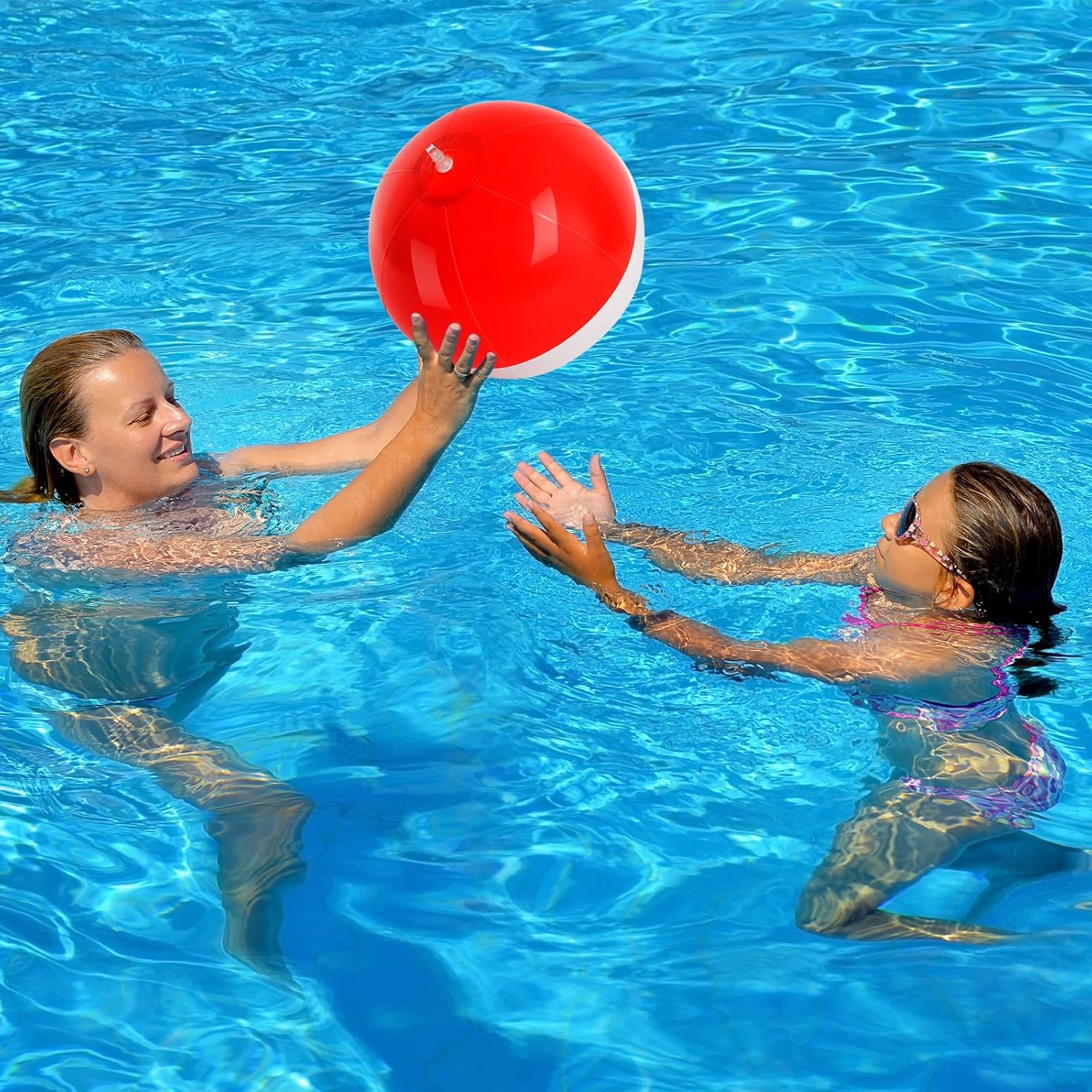 8PCS Cartoon Beach Ball Set-12 Inch Red White