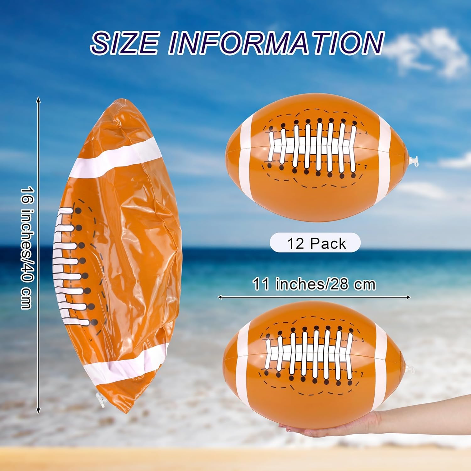 Durony 12 Inflatable Football Beach Balls