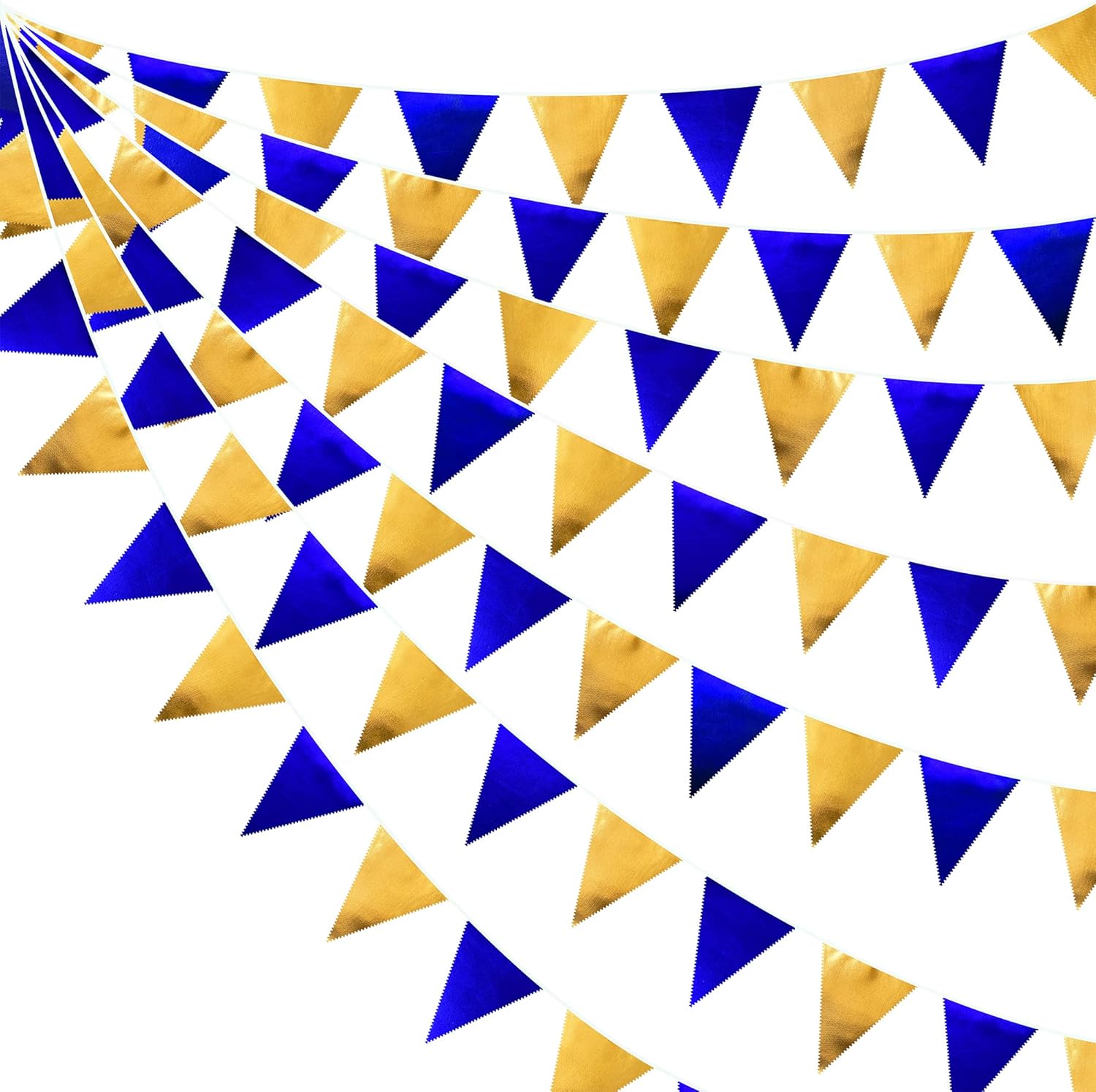 Royal Blue Gold Party Navy Blue Triangle Pennant Banner Flag Bunting Garland