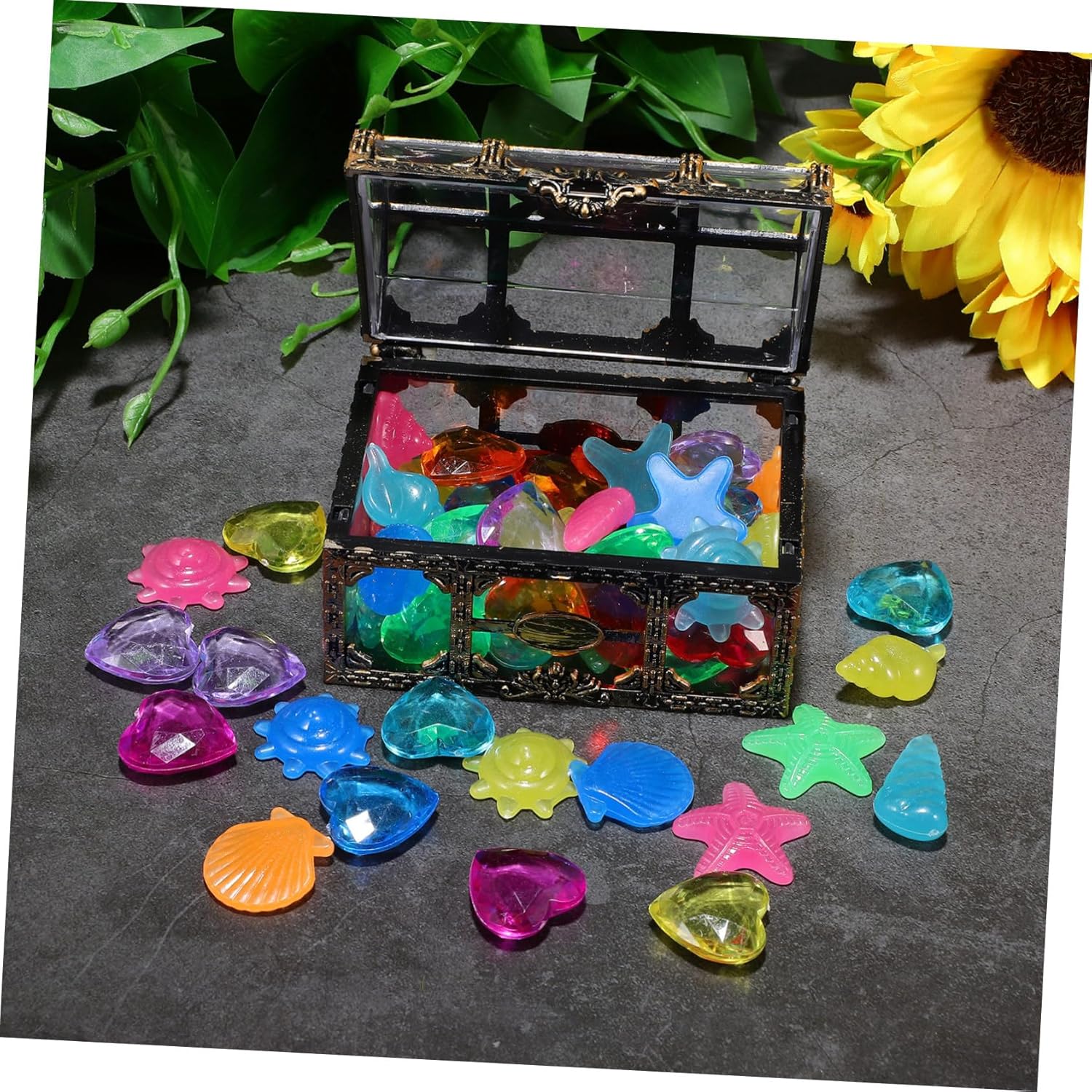 VANZACK Pirate Treasure Chest Glowing Stones Pool Toy Favors