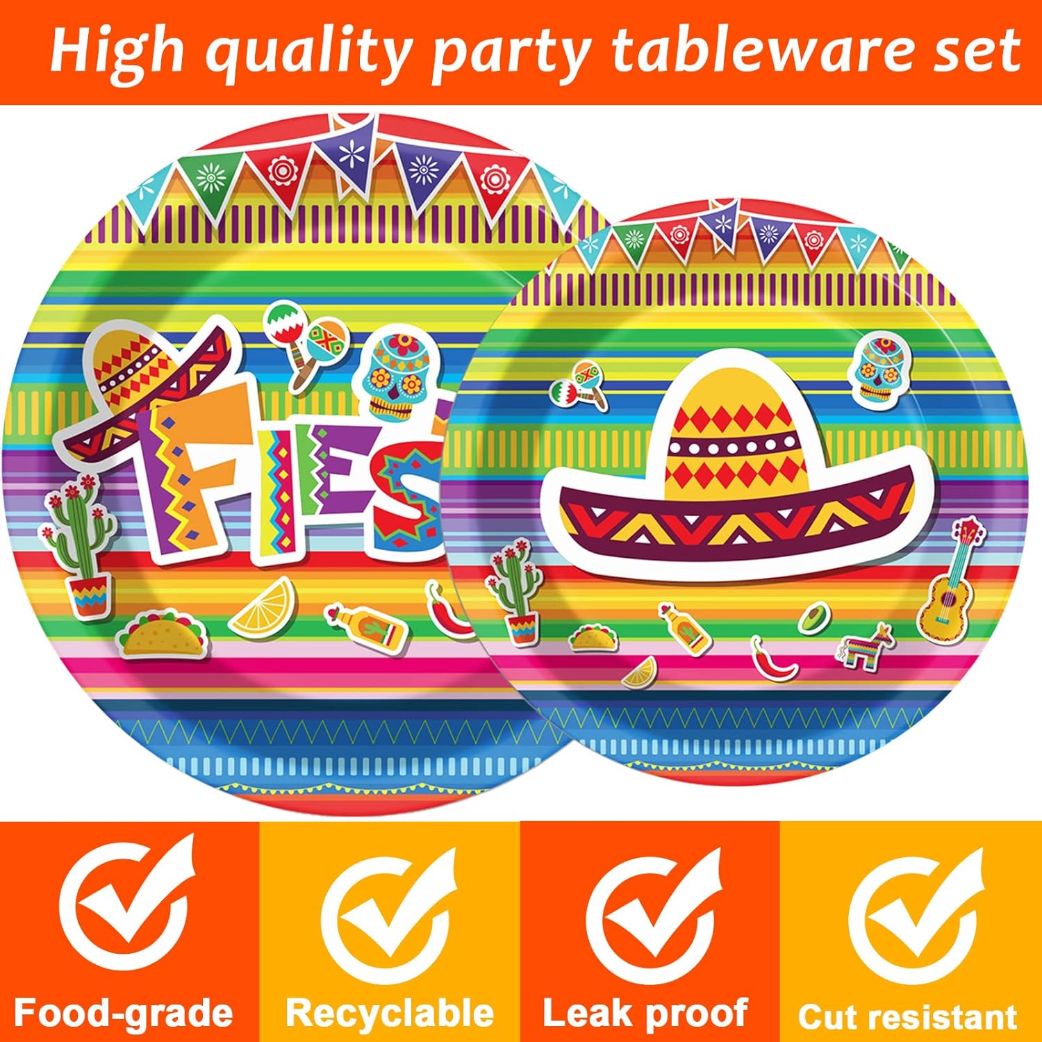 96 Piece Fiesta Party Decorations Mexican Themed Set