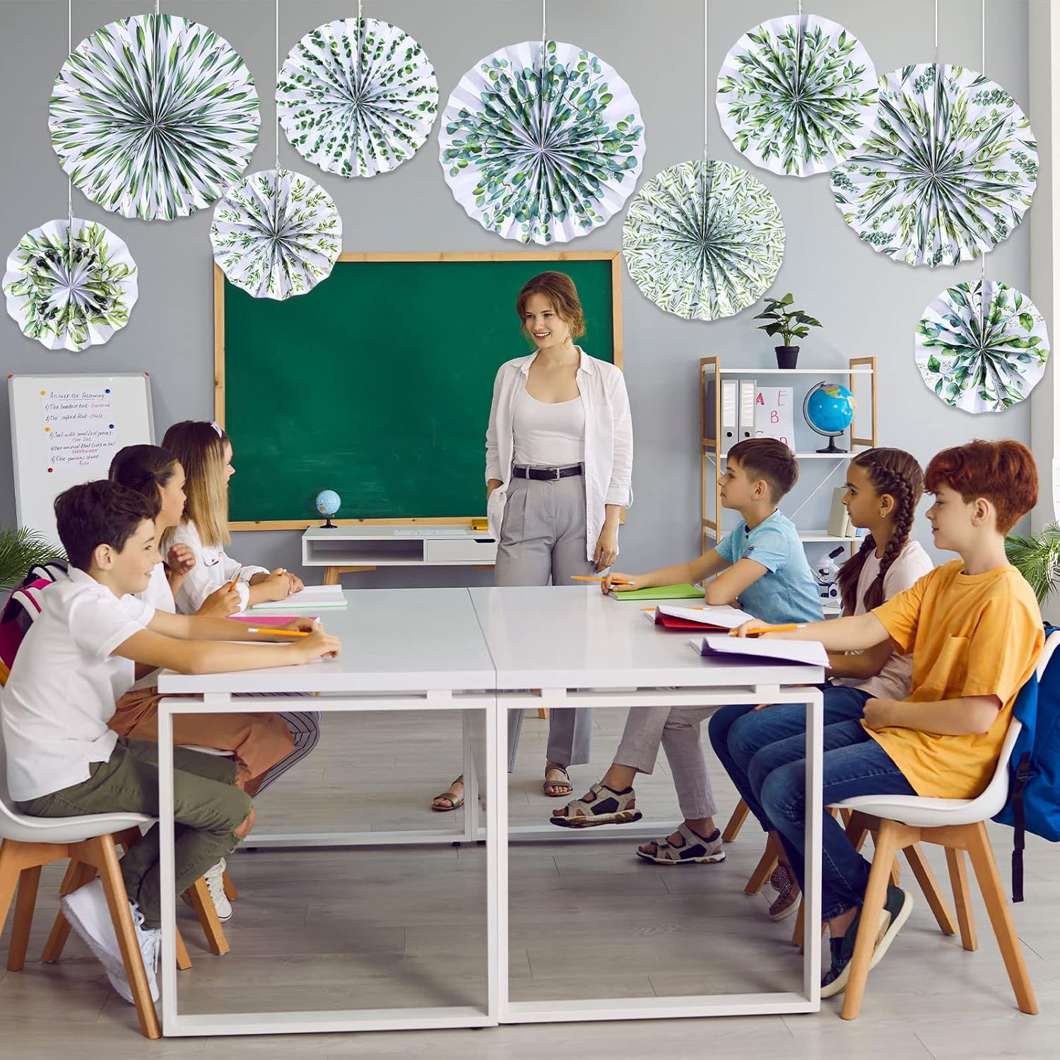 Outus 9 Pcs Eucalyptus Paper Fans Classroom Decor