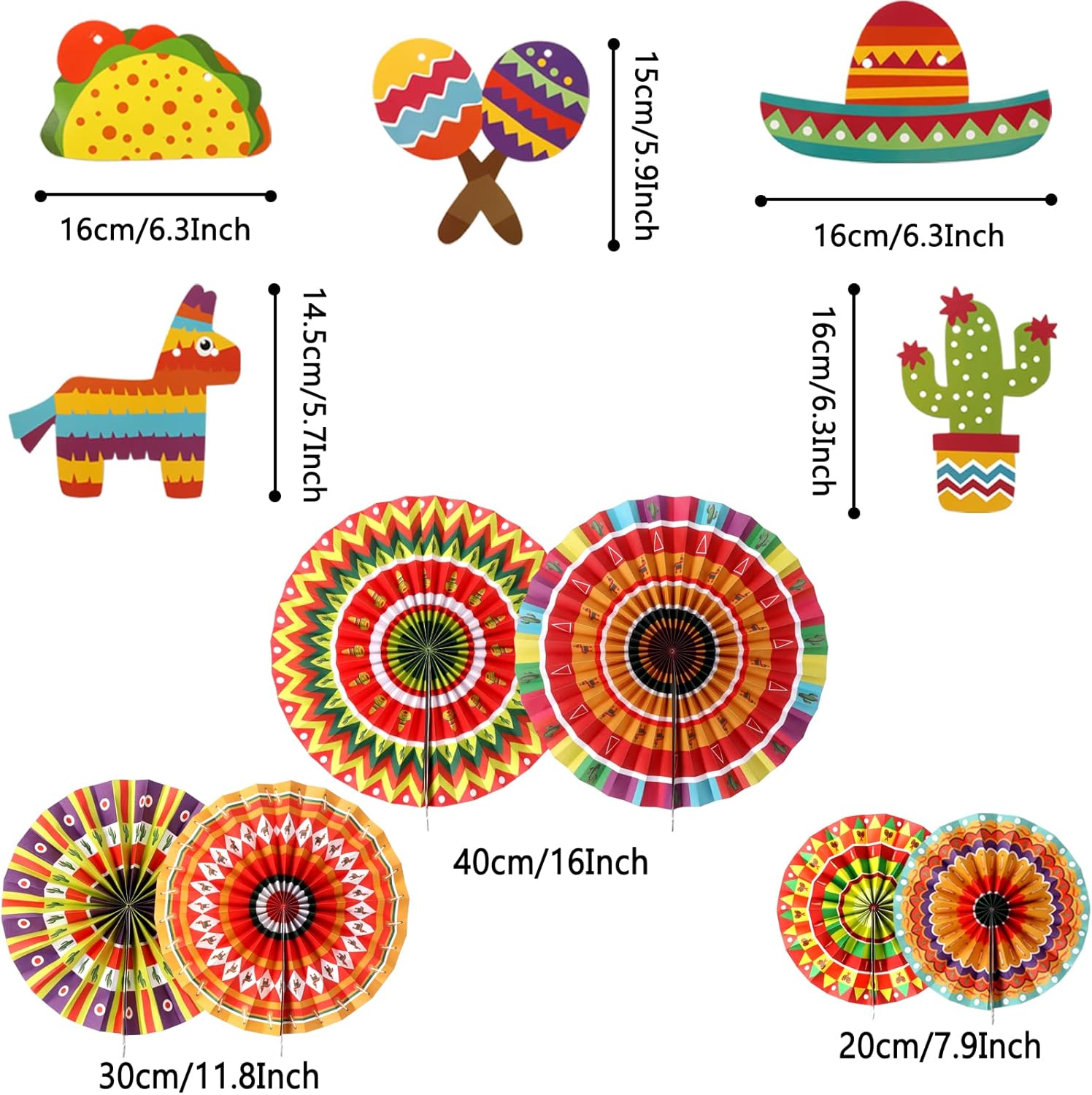 ZERODECO Fiesta Party Decor Kit with Fans Pom Poms Garland