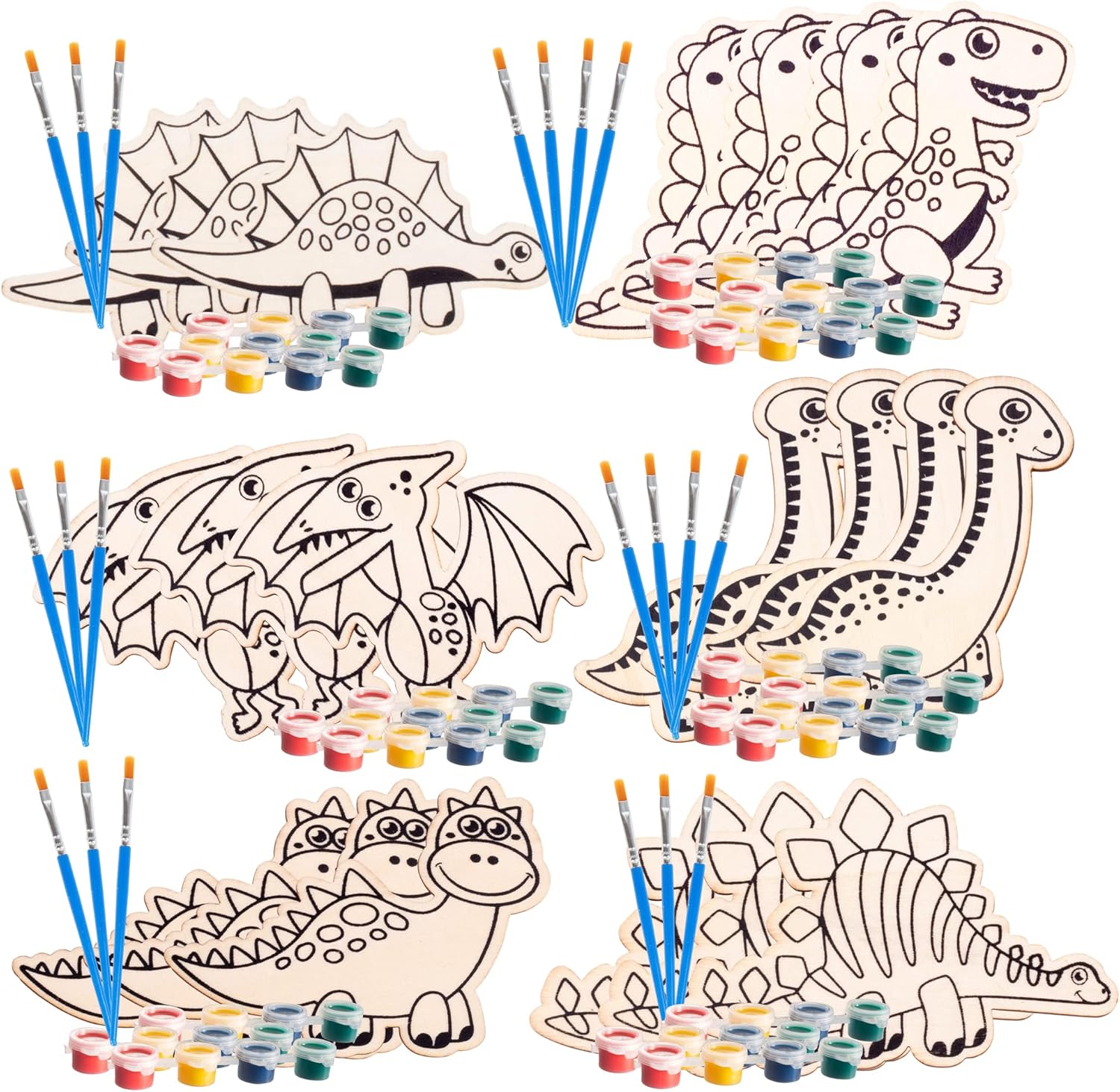 Dinosaur Wood Painting Kit 24 pcs for Kids Party Favors