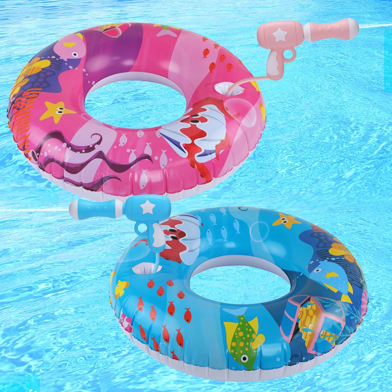 Bigmeta 2 Sets Kids Pool Floats with Water Gun