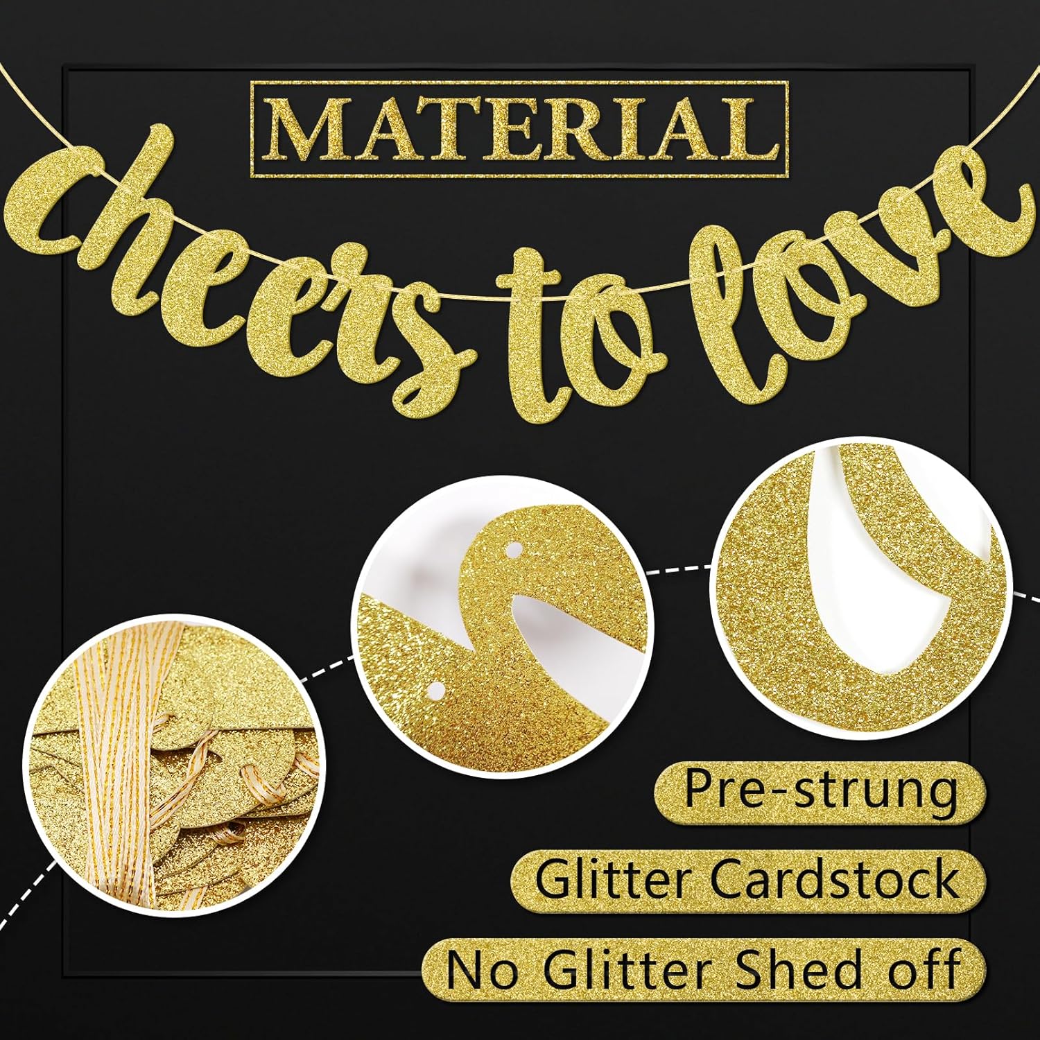 Gold Glitter Hanging Banner Wedding Decor