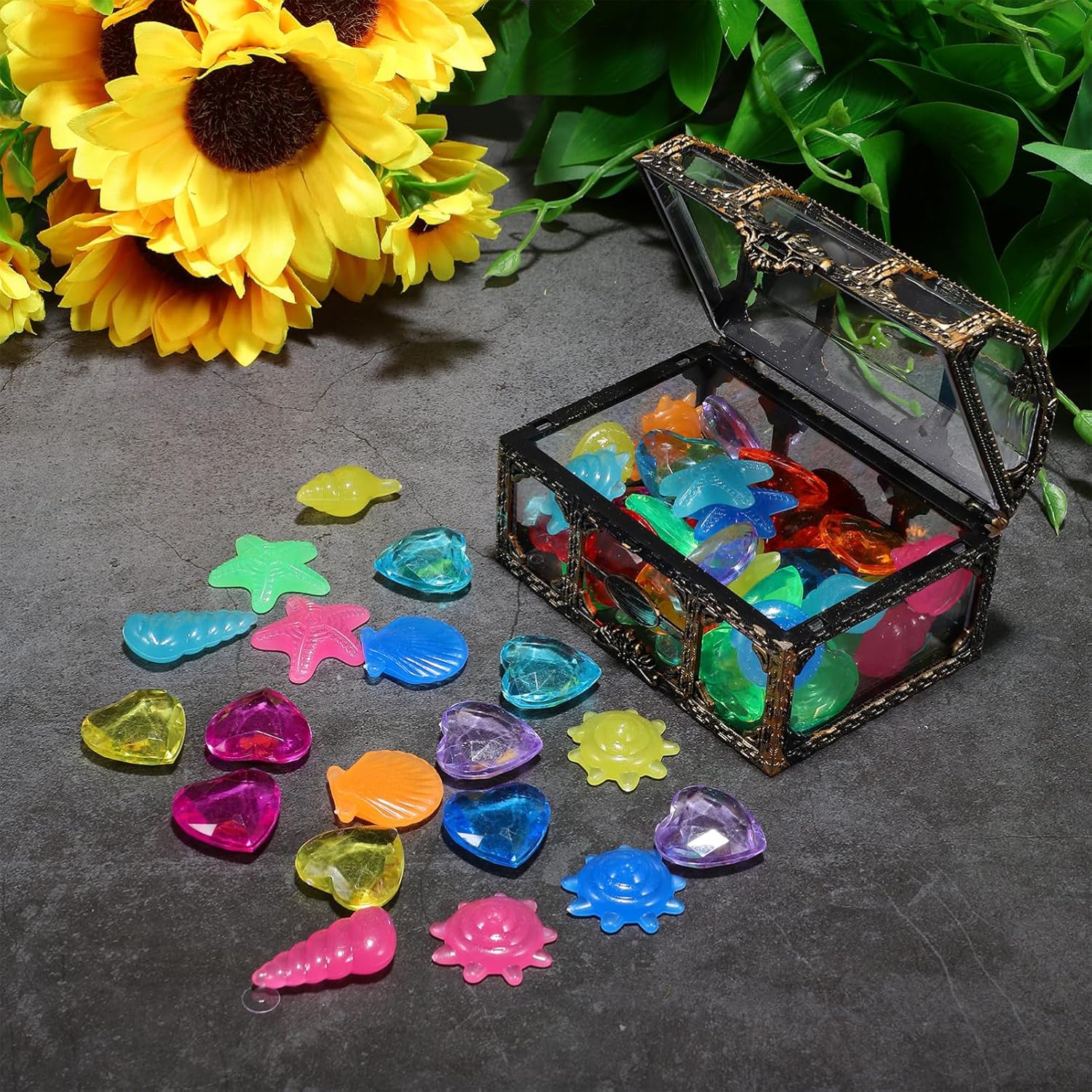 Pirate Treasure Chest Glowing Gems Pool Toy