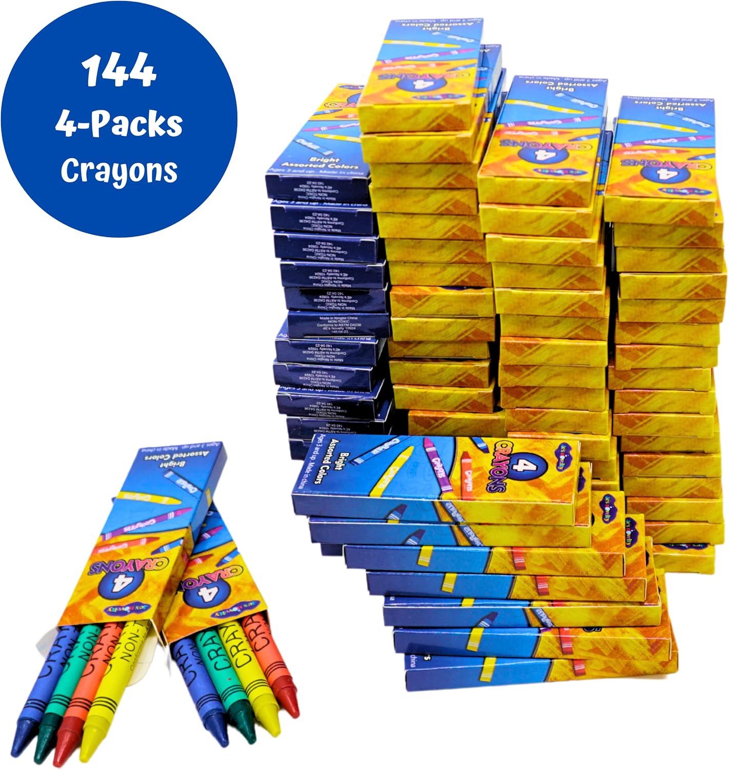 4Es Novelty 144 Box 4 Pack Crayons for Kids