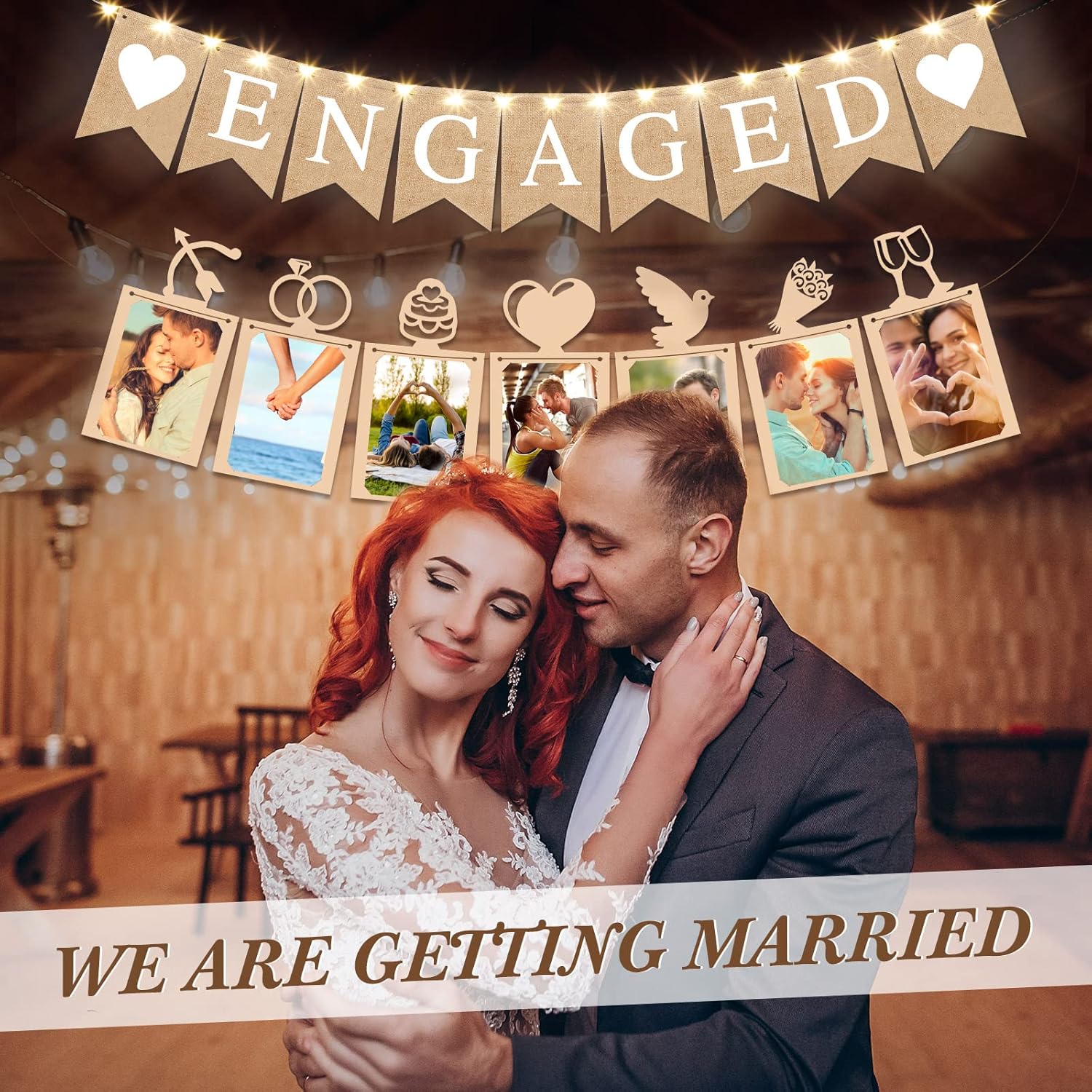 2 Pieces Romantic Engagement Wedding Decor Banners