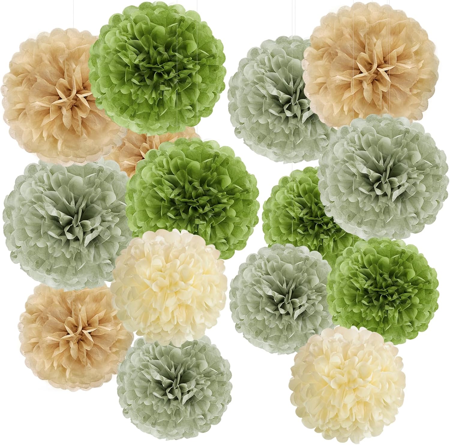 Easy Joy Olive Sage Green Pom Poms Party Decorations