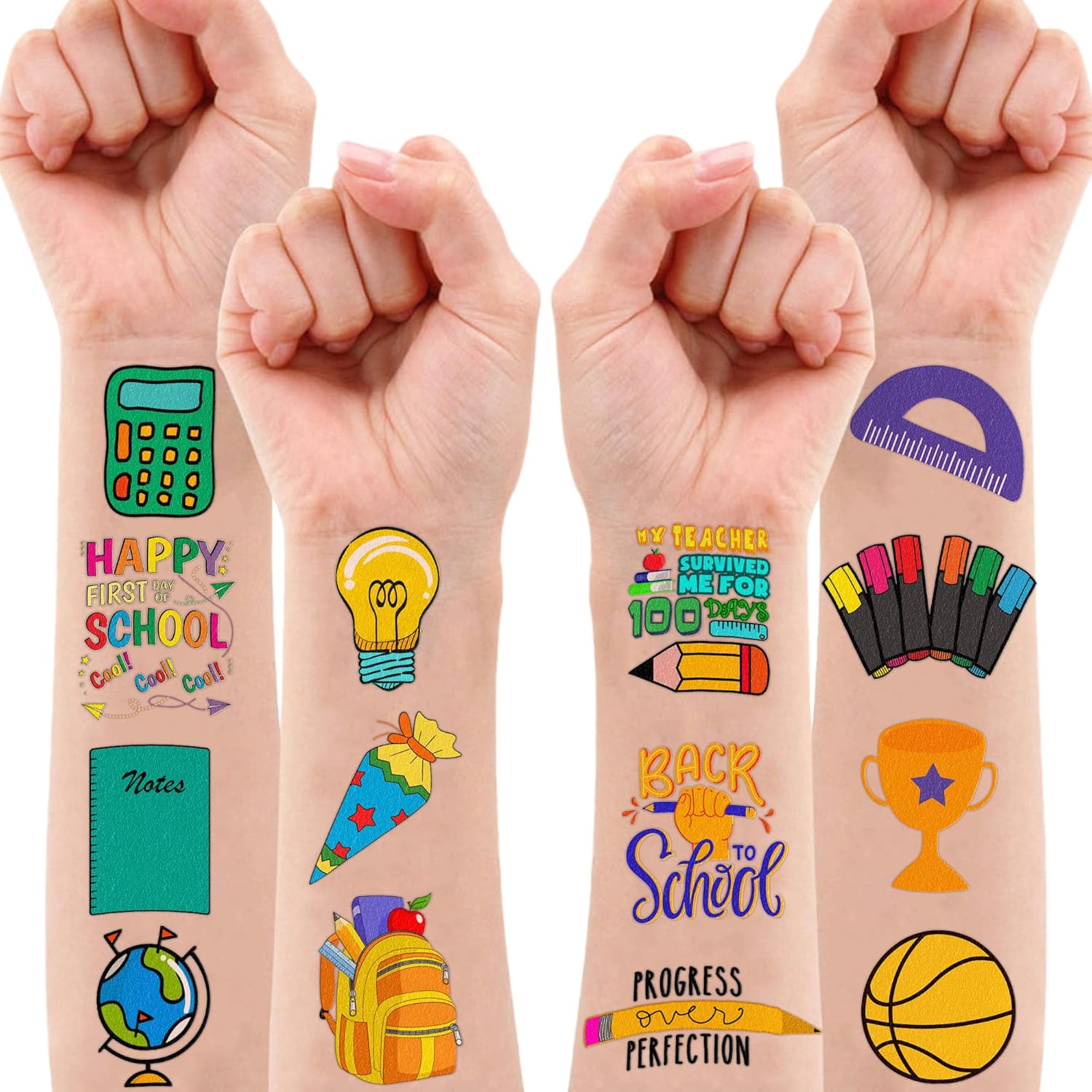 Welcome Back To School Temporary Tattoos 96 PCS Stickers
