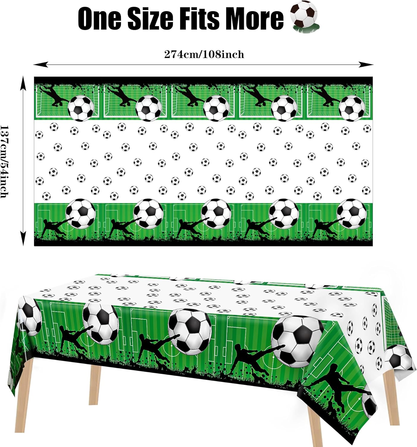 Kochorie 2 Piece Soccer Themed Tablecloth