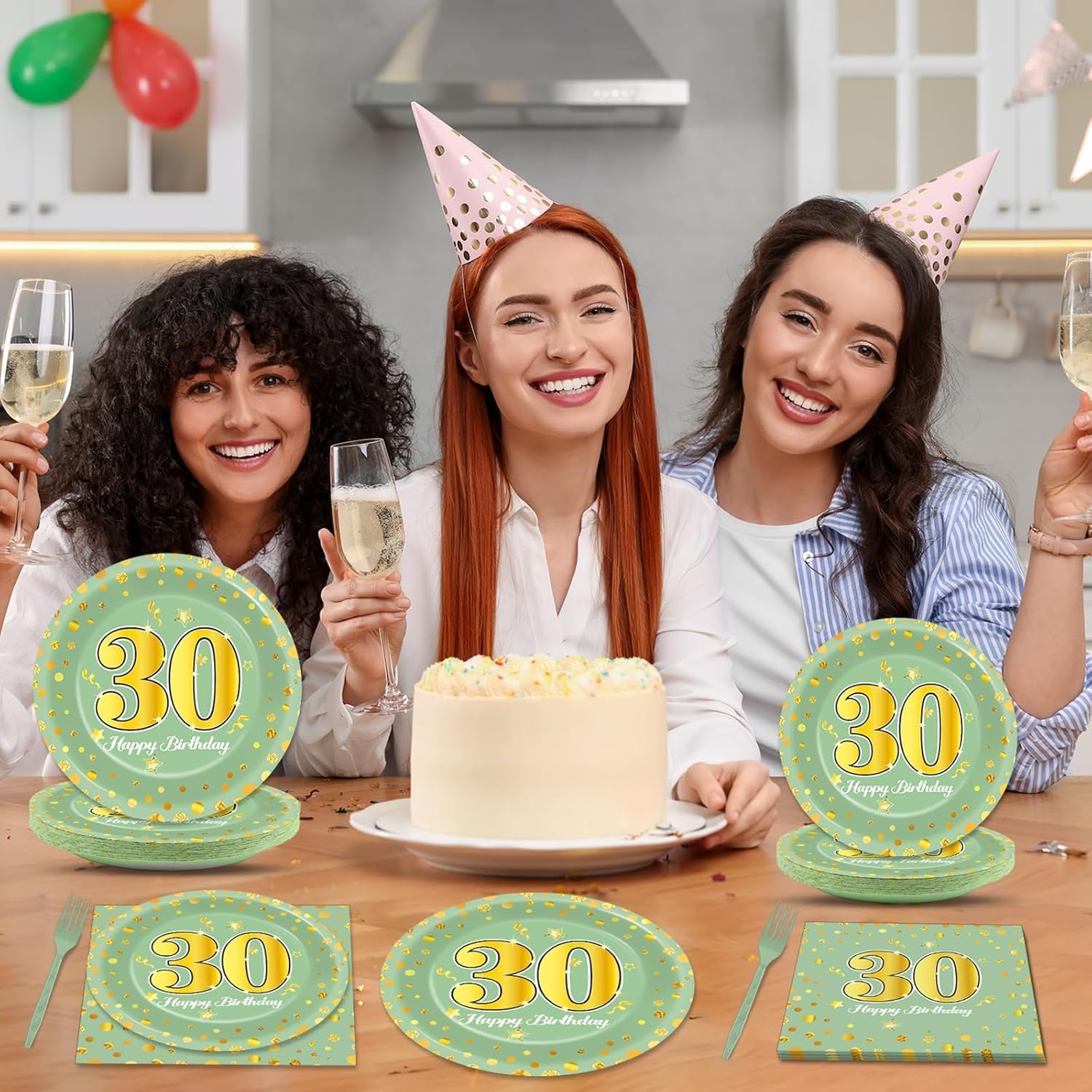 CHUNNIN 96Pcs 30th Birthday Plates Napkins Set for 24 Guests