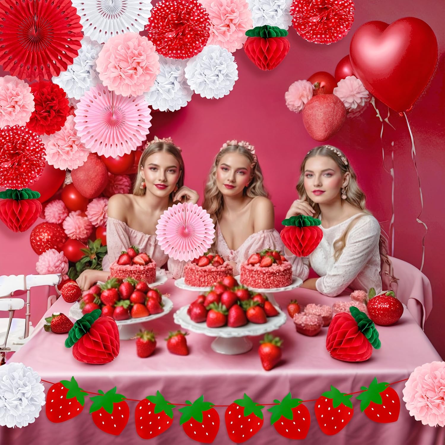 21PCS Strawberry Party Decorations Set