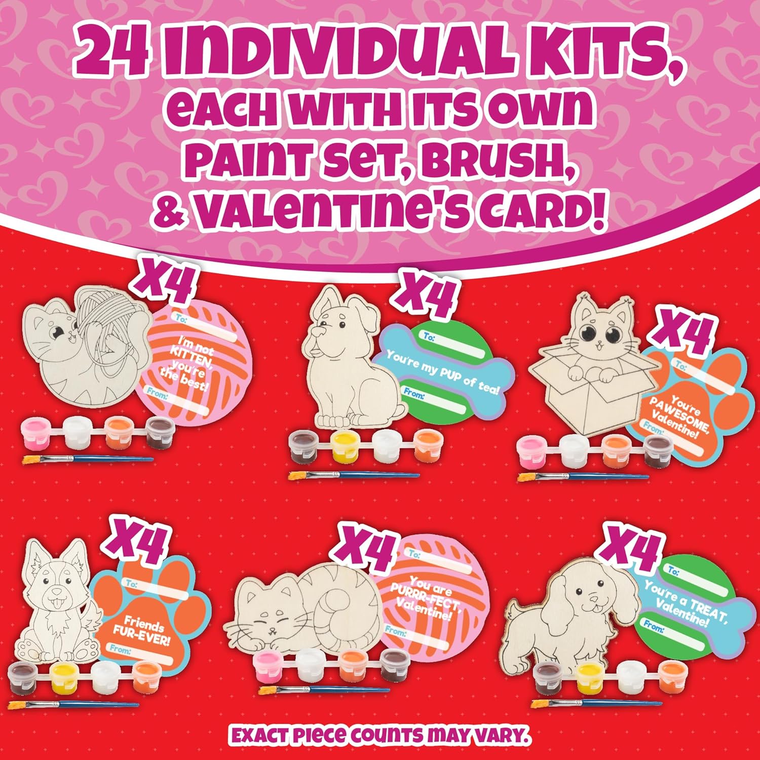 Cat Dog Wood Painting Kits 24 Count