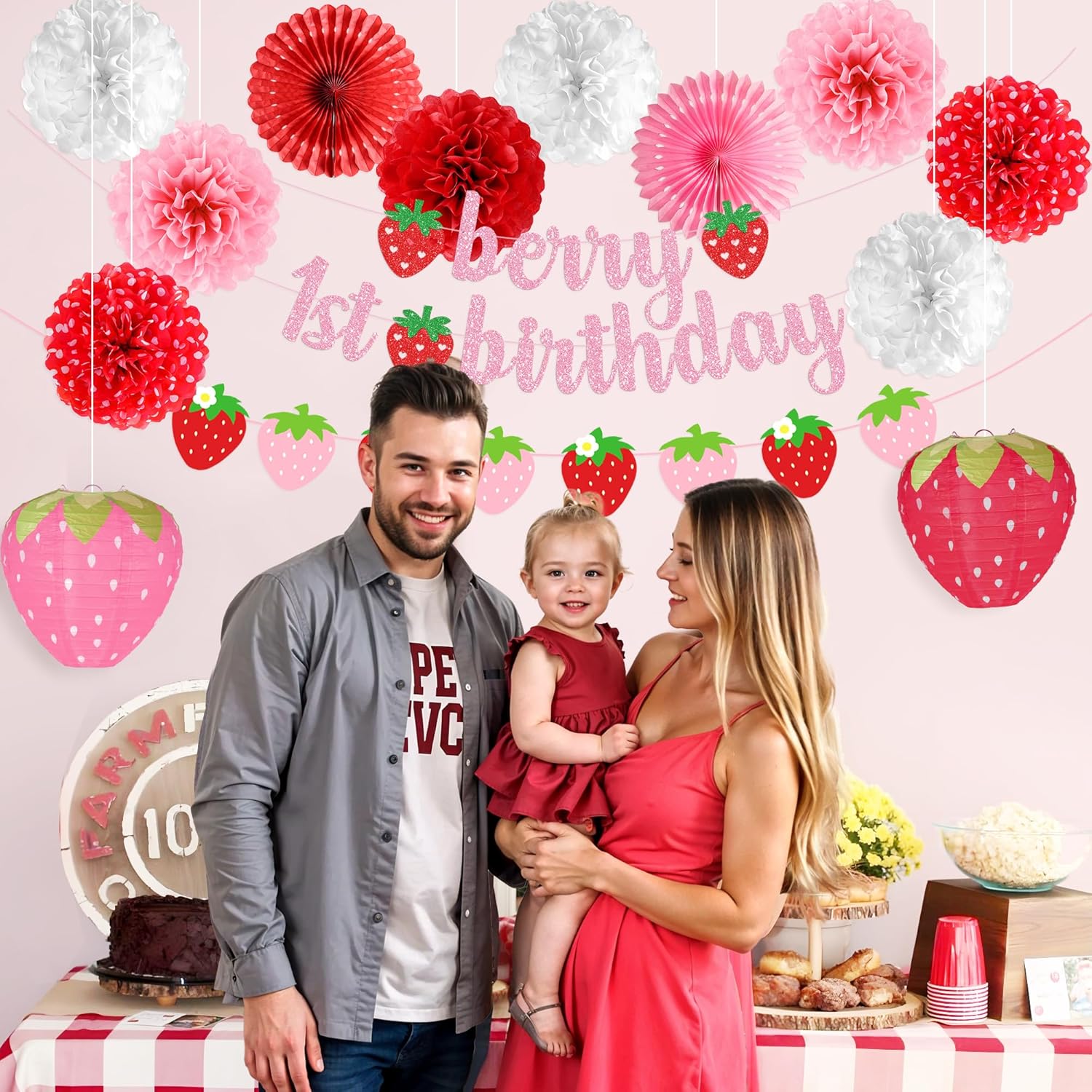 Berry First Birthday Decor 14 Pcs Set for Girls