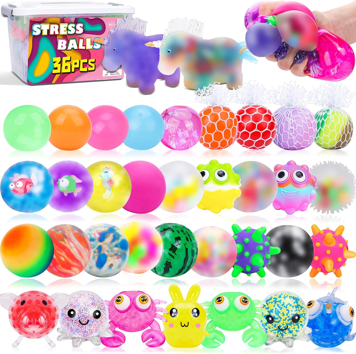 36 Pack Stress Balls Set for Adults and Kids