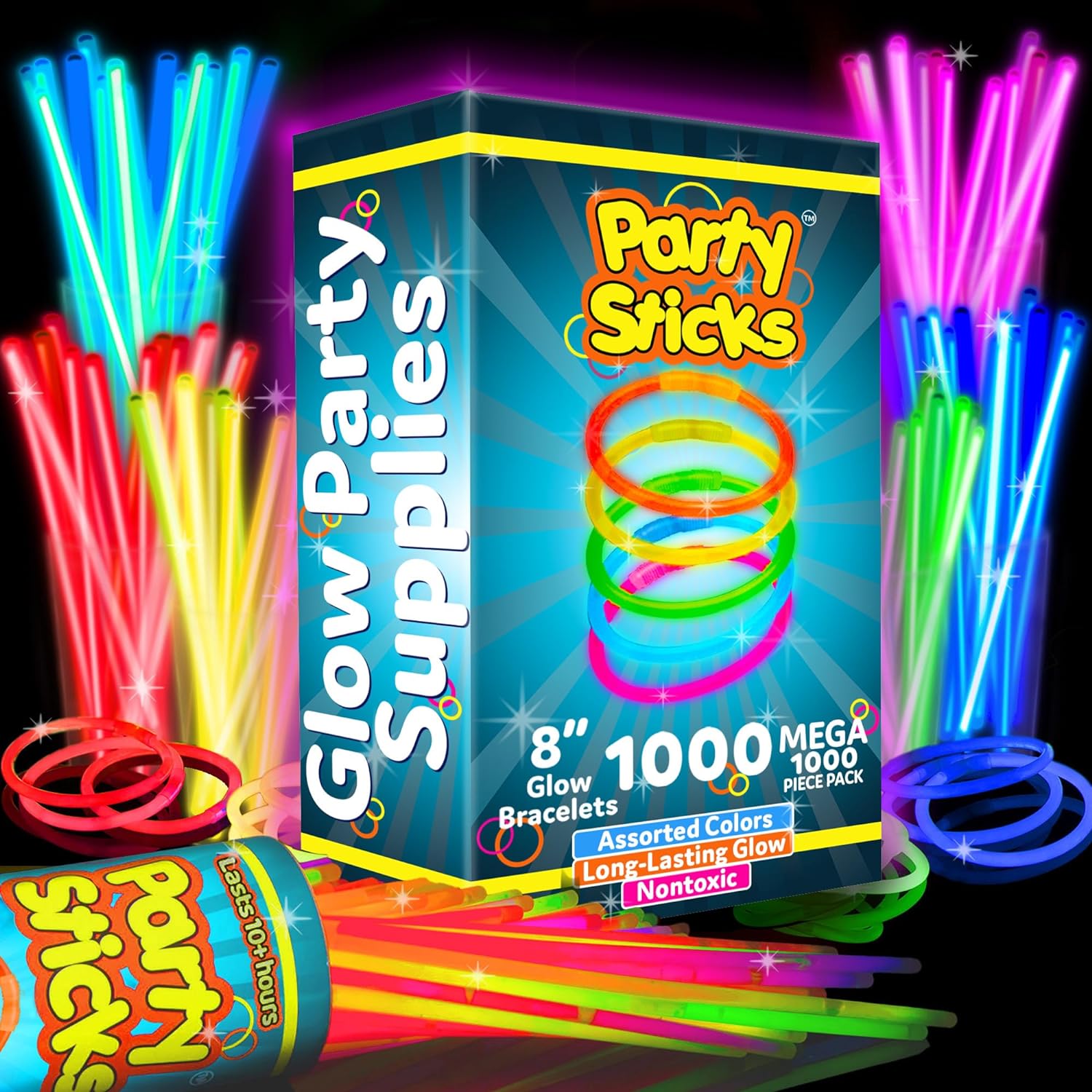 PartySticks 1000 Pack Glow in the Dark Light Up Sticks