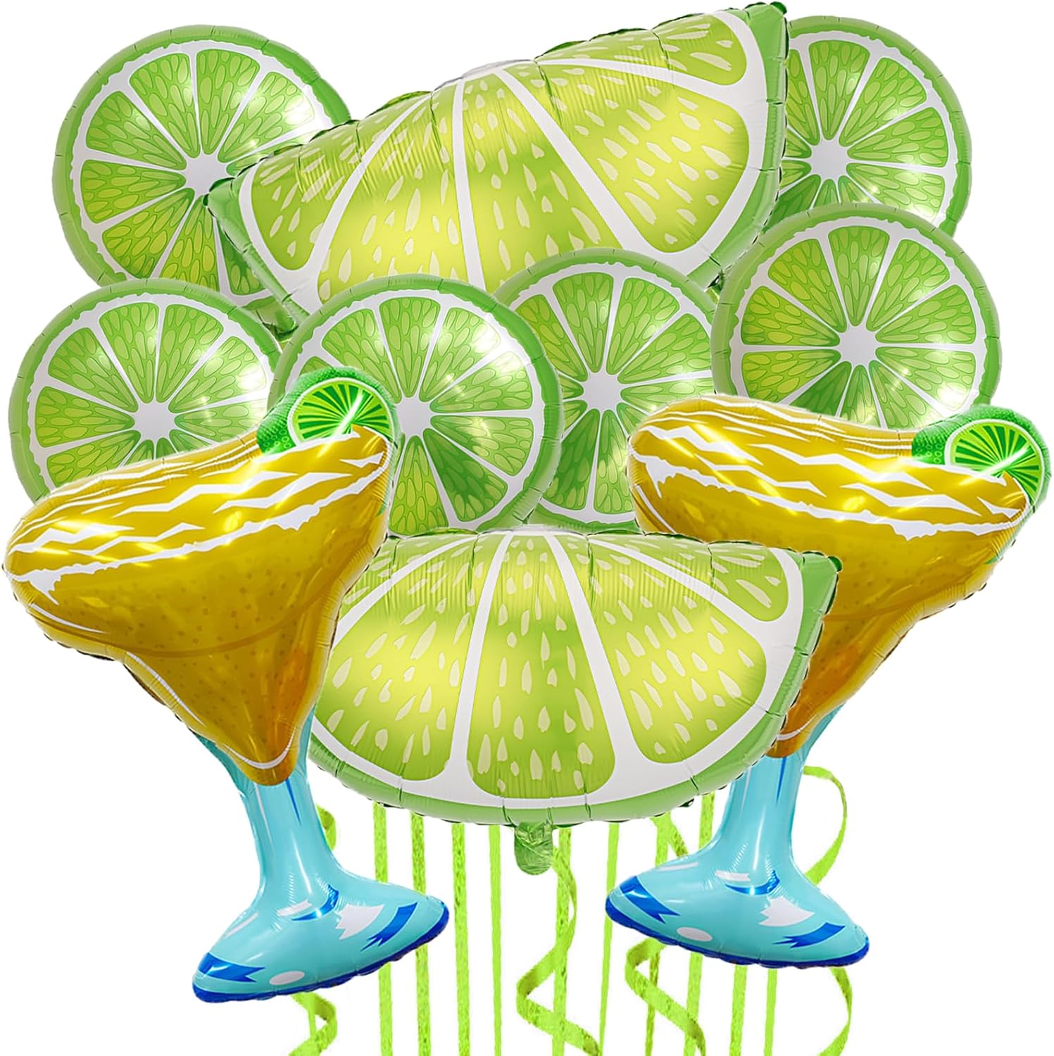 10Pcs Margarita Lime Mylar Balloons Set