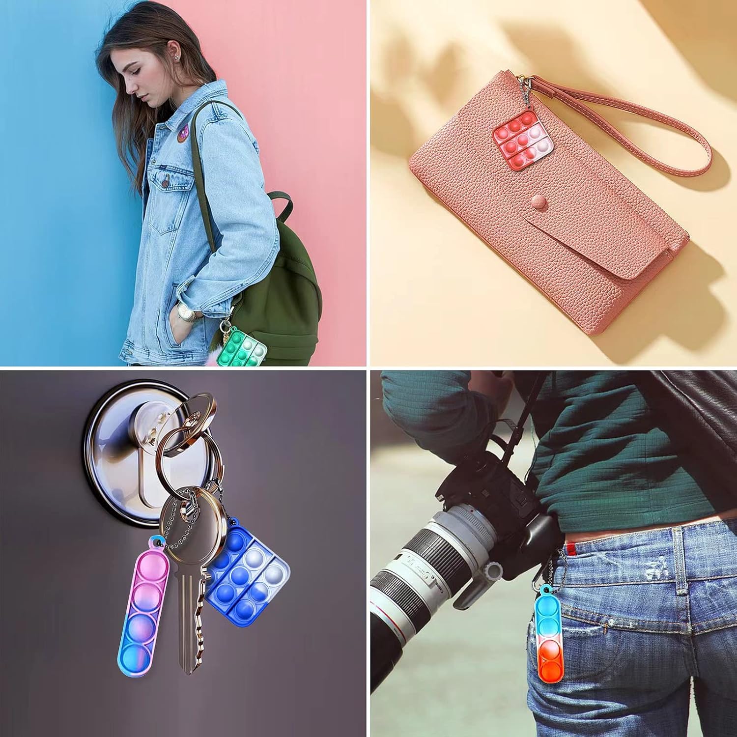 130 Pcs Pop Keychain Fidget Toy Set