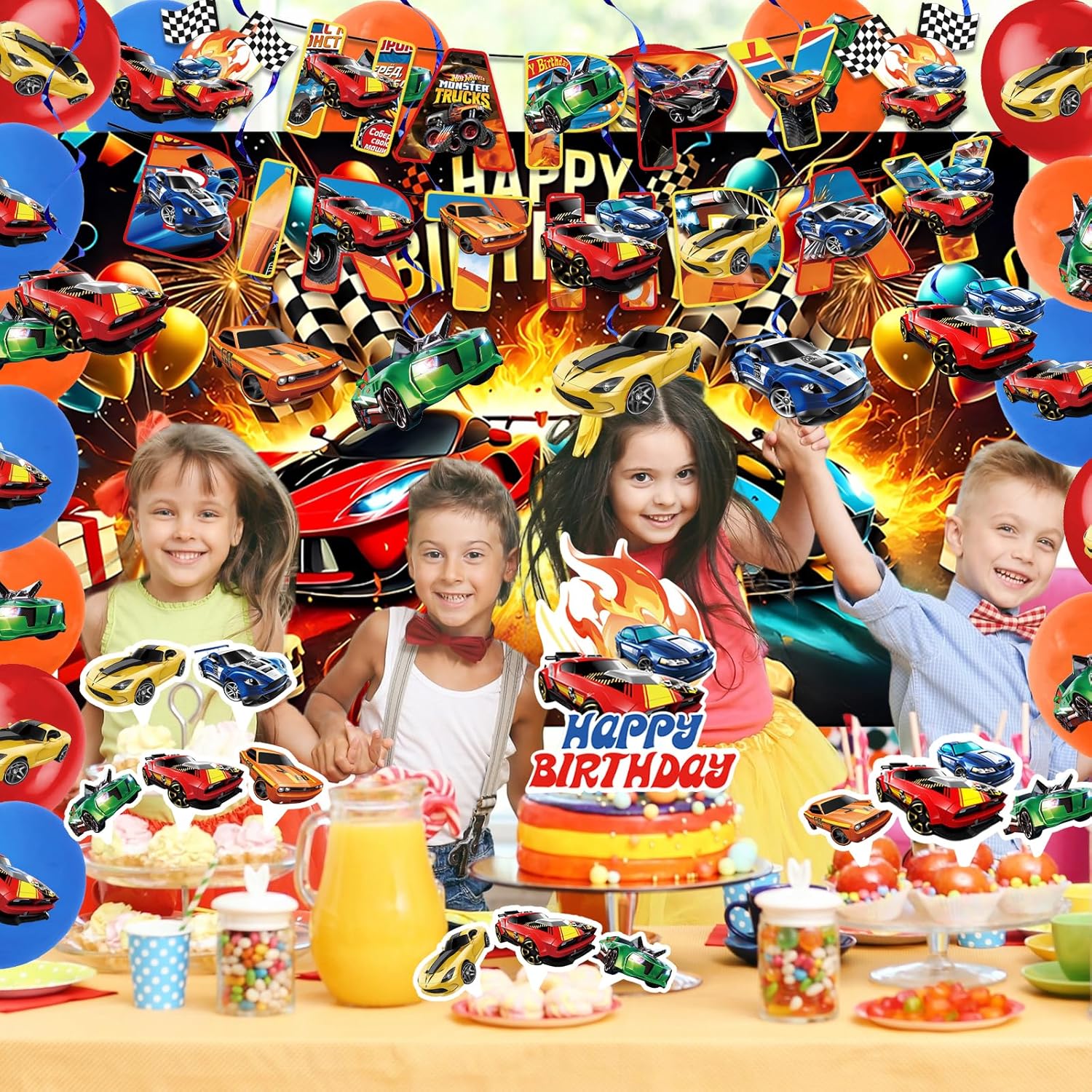 51 Pcs Racing Car Party Decorations for Kids Birthday