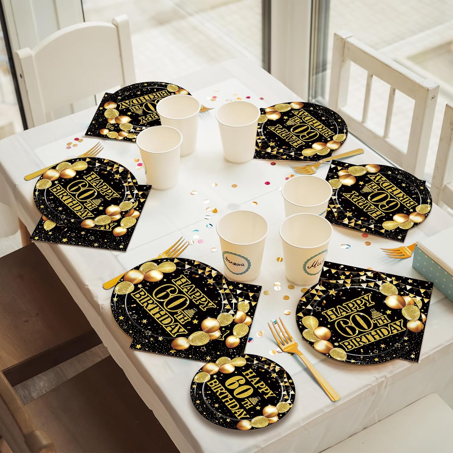 200Pcs 60th Birthday Tableware Set for 50 Guests