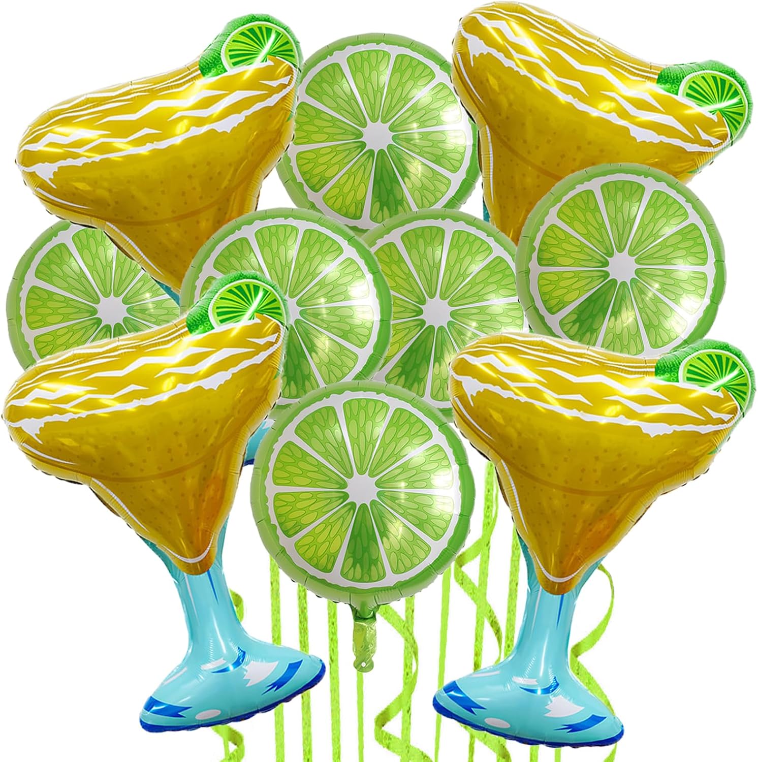 10Pcs Margarita Lime Mylar Balloons Set for Party Decorations