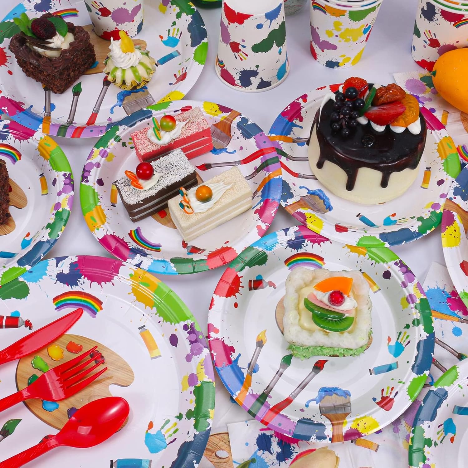 Atonofun Art Party Dinnerware Set for 24