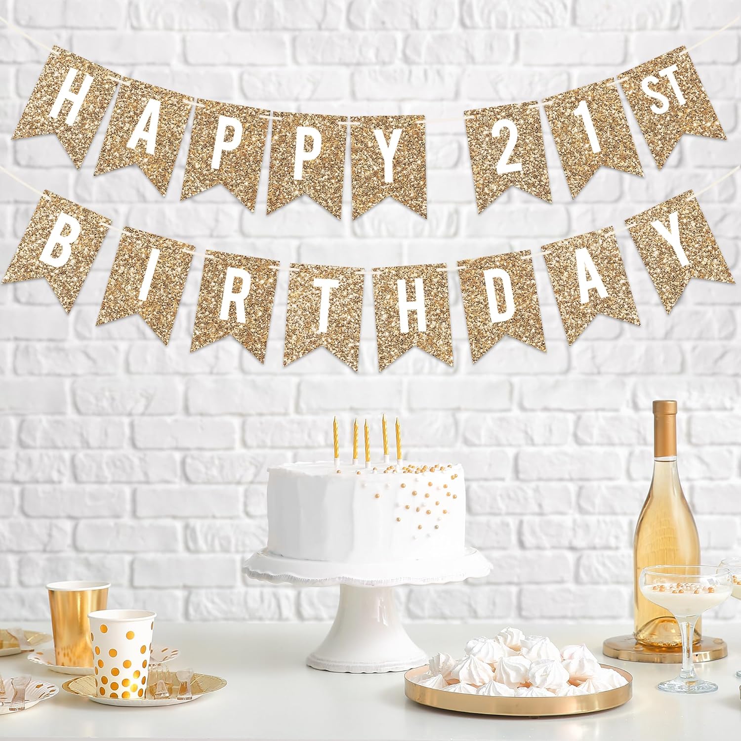 Perfect Occasion Happy 21st Birthday Gold Banner Pre-Strung