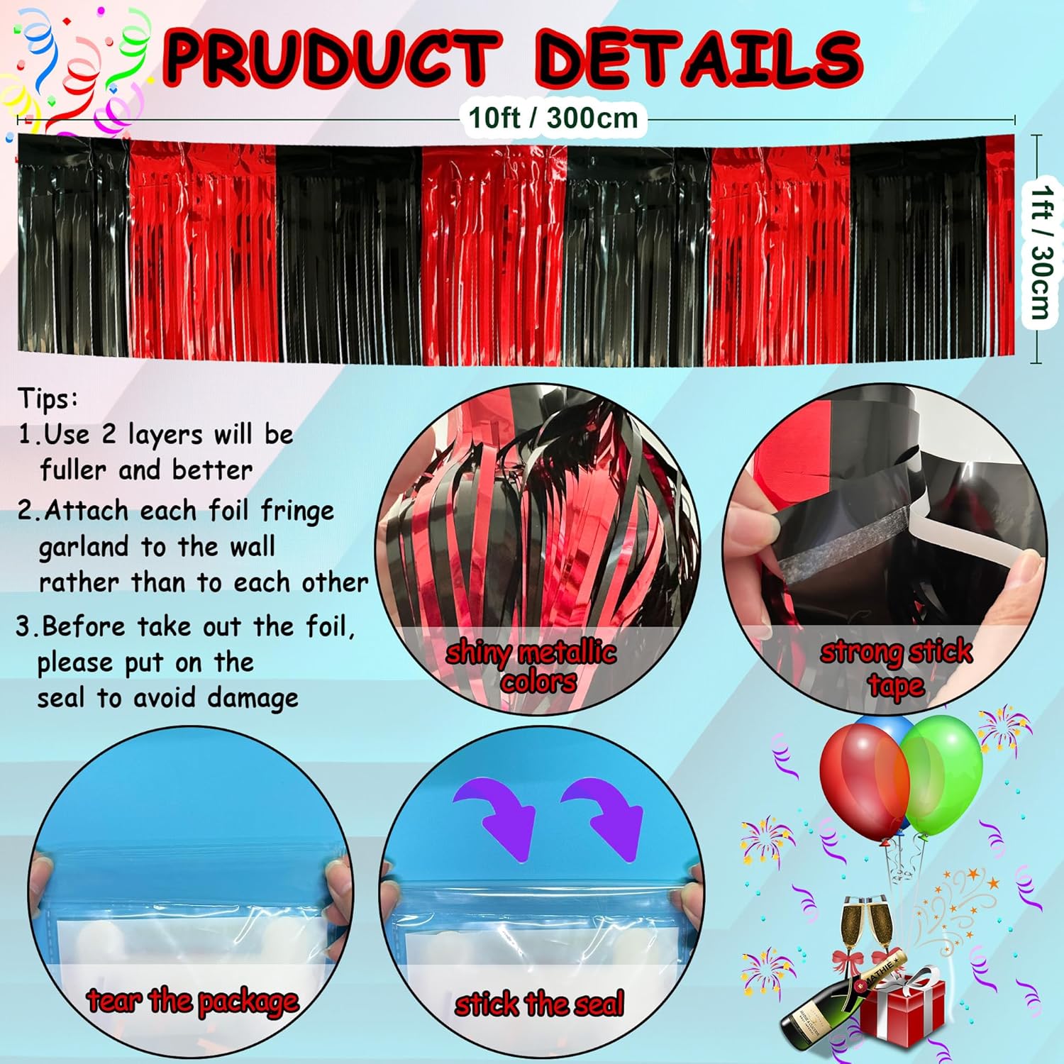 4 Pack Tinsel Streamers for Parade Floats and Decor