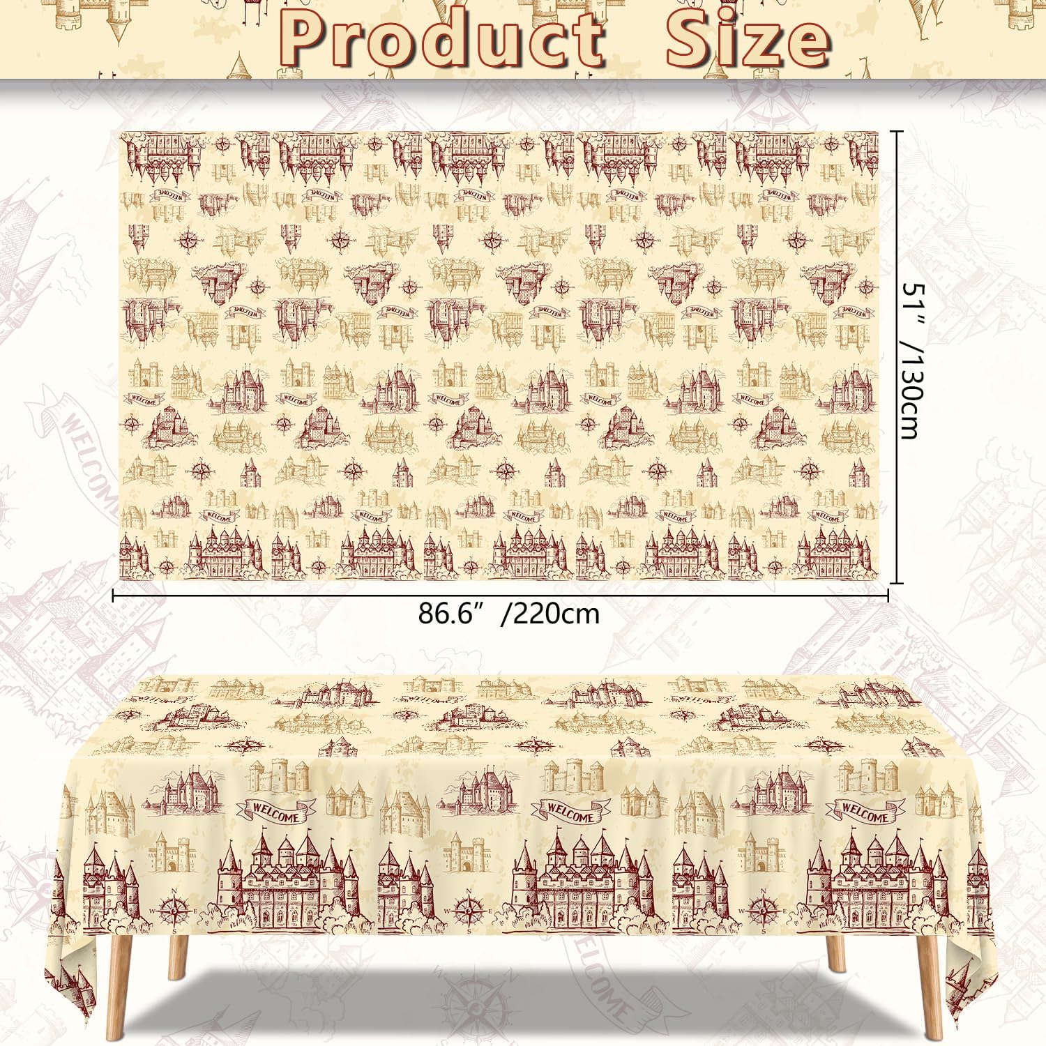 4Pcs Wizard Themed Tablecloth for Birthday Halloween Decor