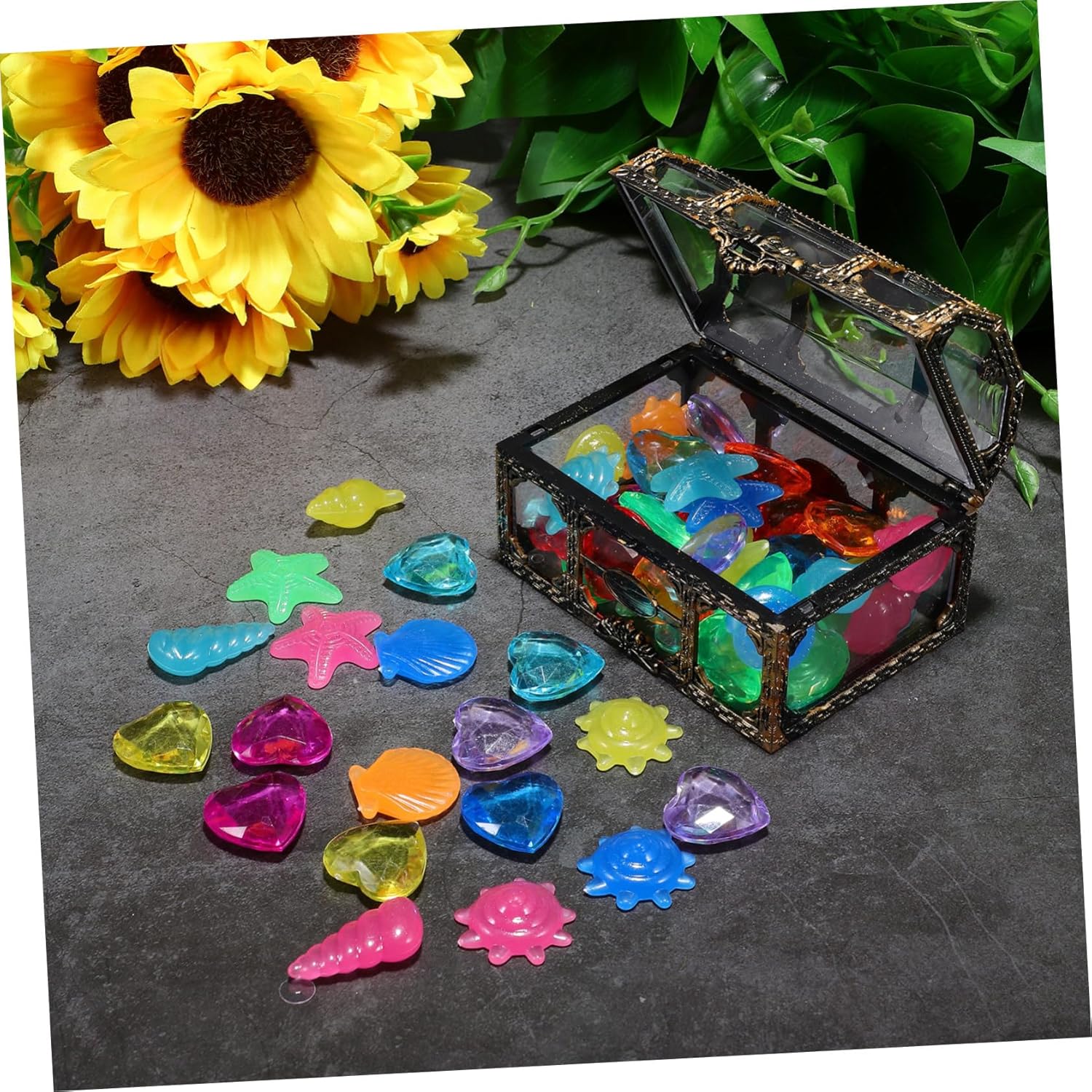 KESYOO Pirate Treasure Chest Pool Toy Diving Gems