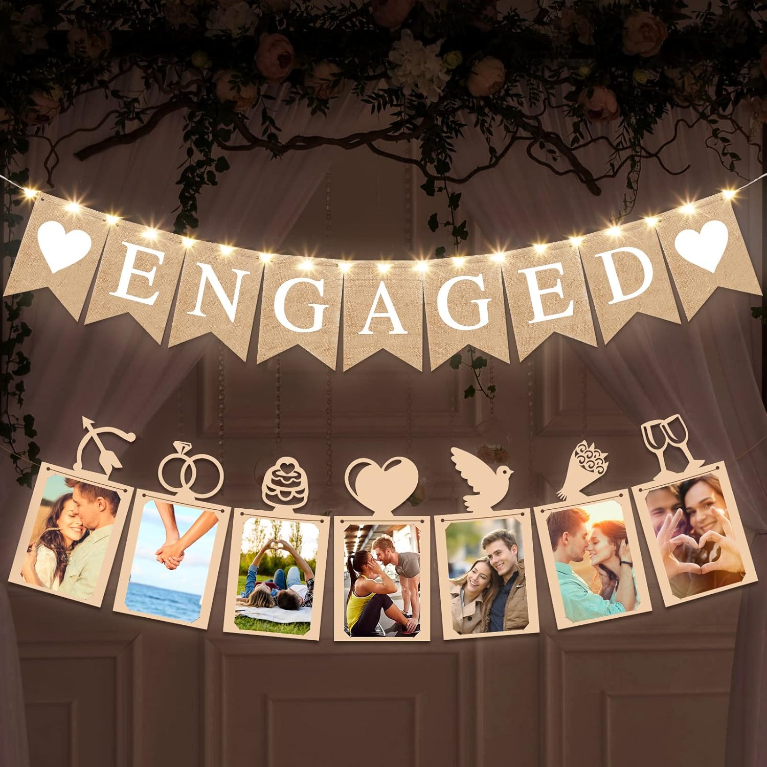 2 Pieces Romantic Engagement Wedding Decor Banners