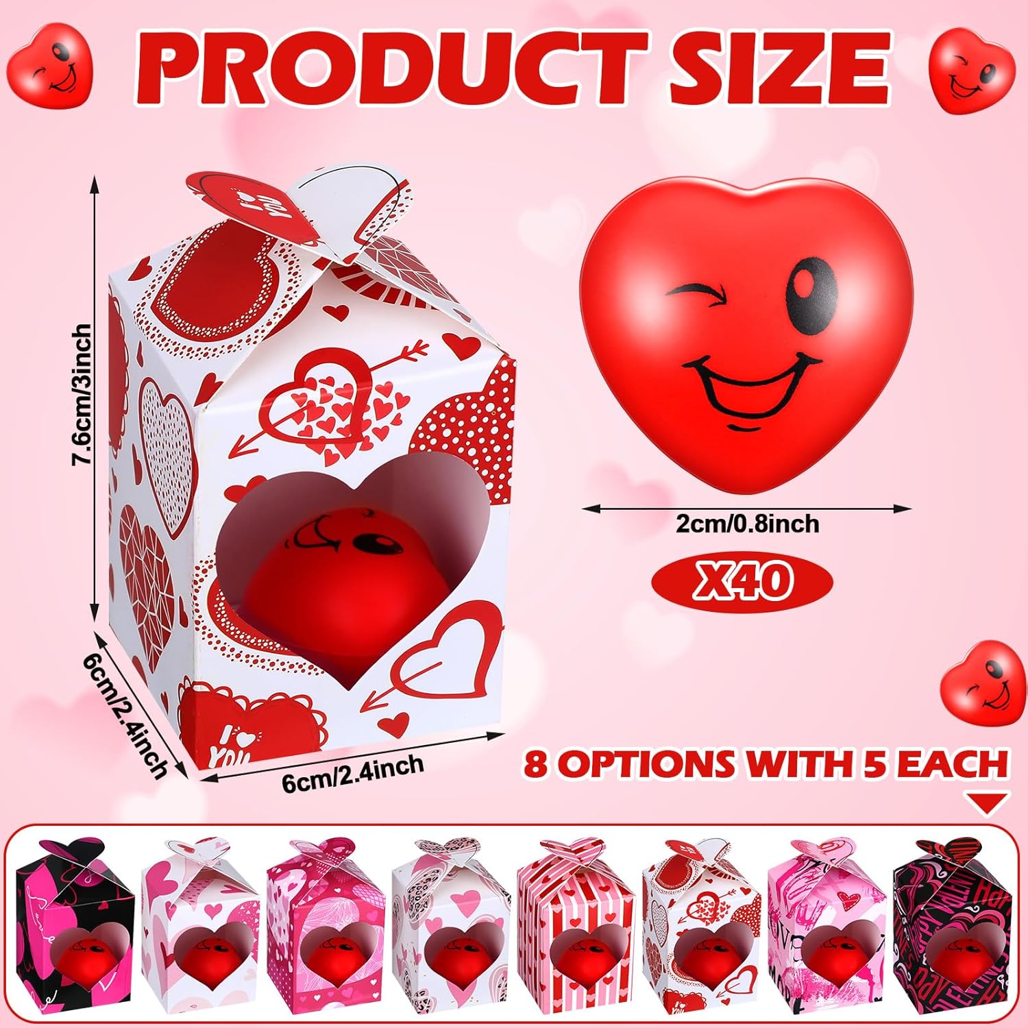 40 Piece Valentine Heart Stress Balls with Gift Box