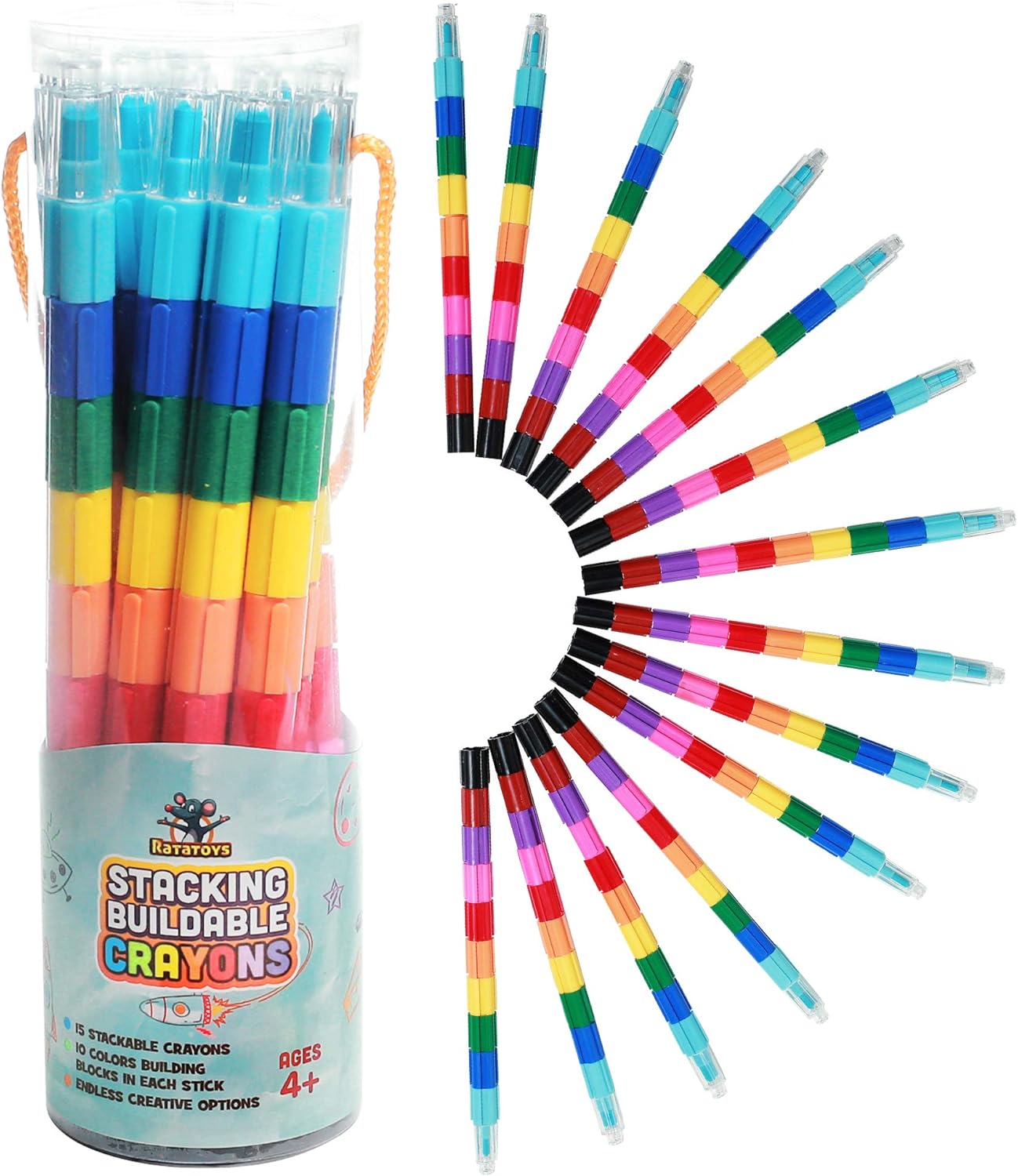 Stacking Crayons 15 Pc Set for Kids