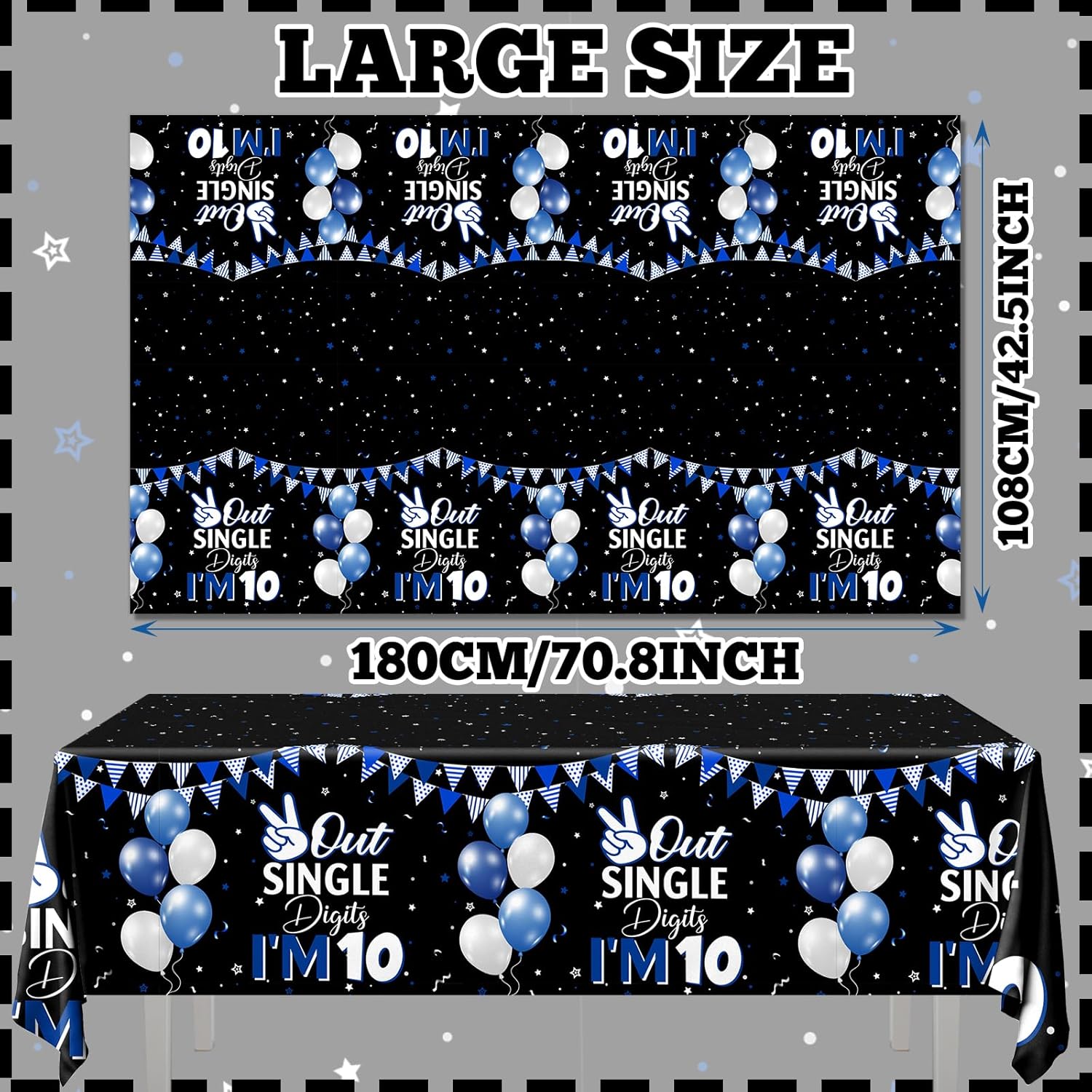 10th Birthday Decorations for Boys 3pcs Tablecloths