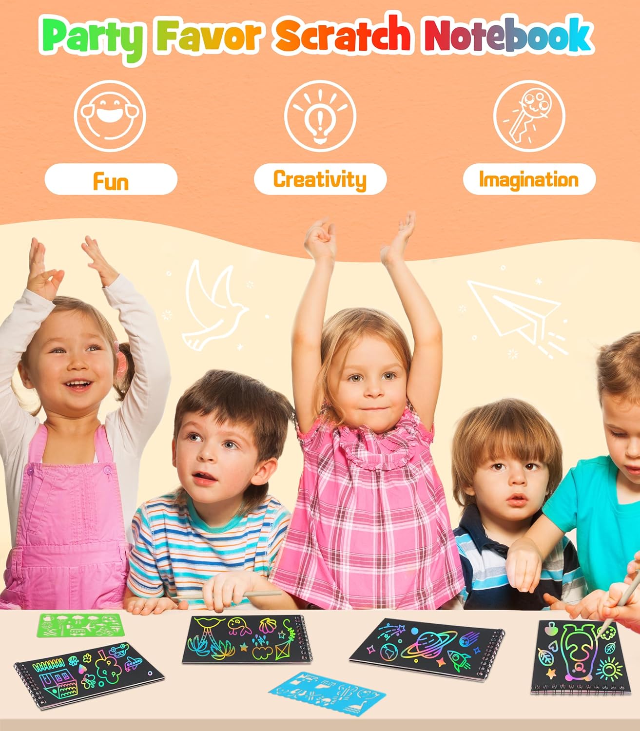 Pigipigi Scratch Paper Party Favor 16 Pack Art Craft Set