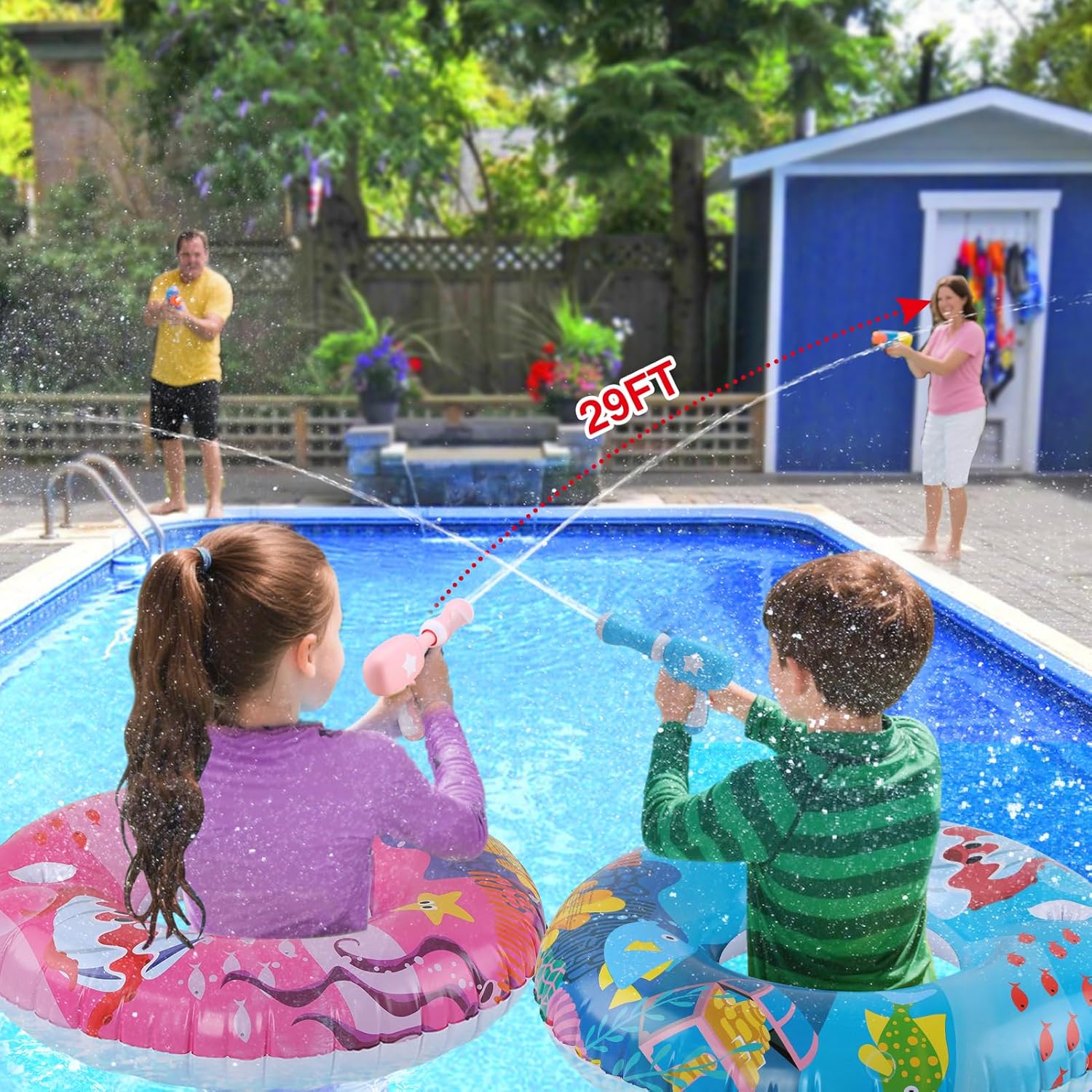 Bigmeta 2 Sets Kids Pool Floats with Water Gun